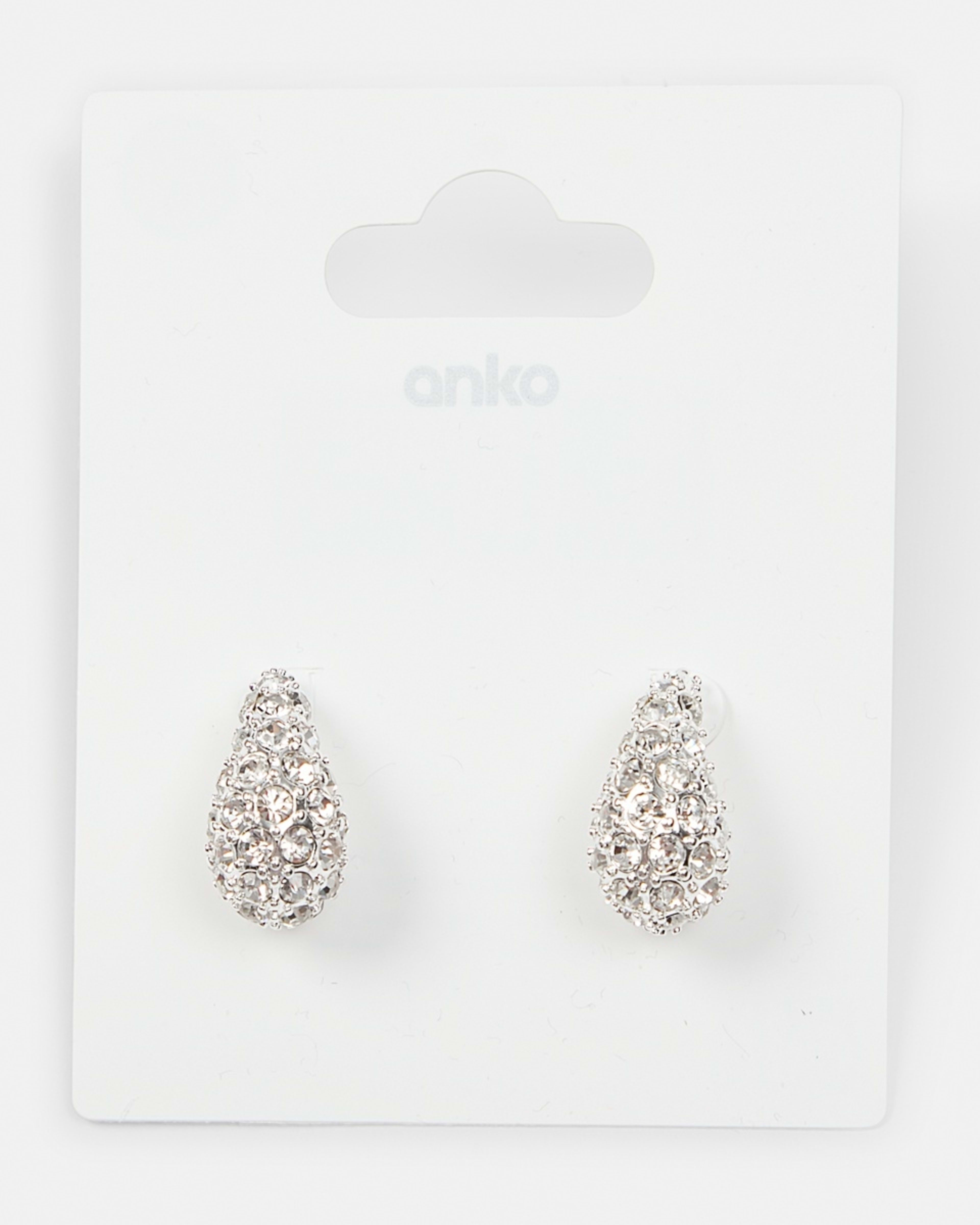 4 Diamante Teardrop Earrings Silver, 4 of 4