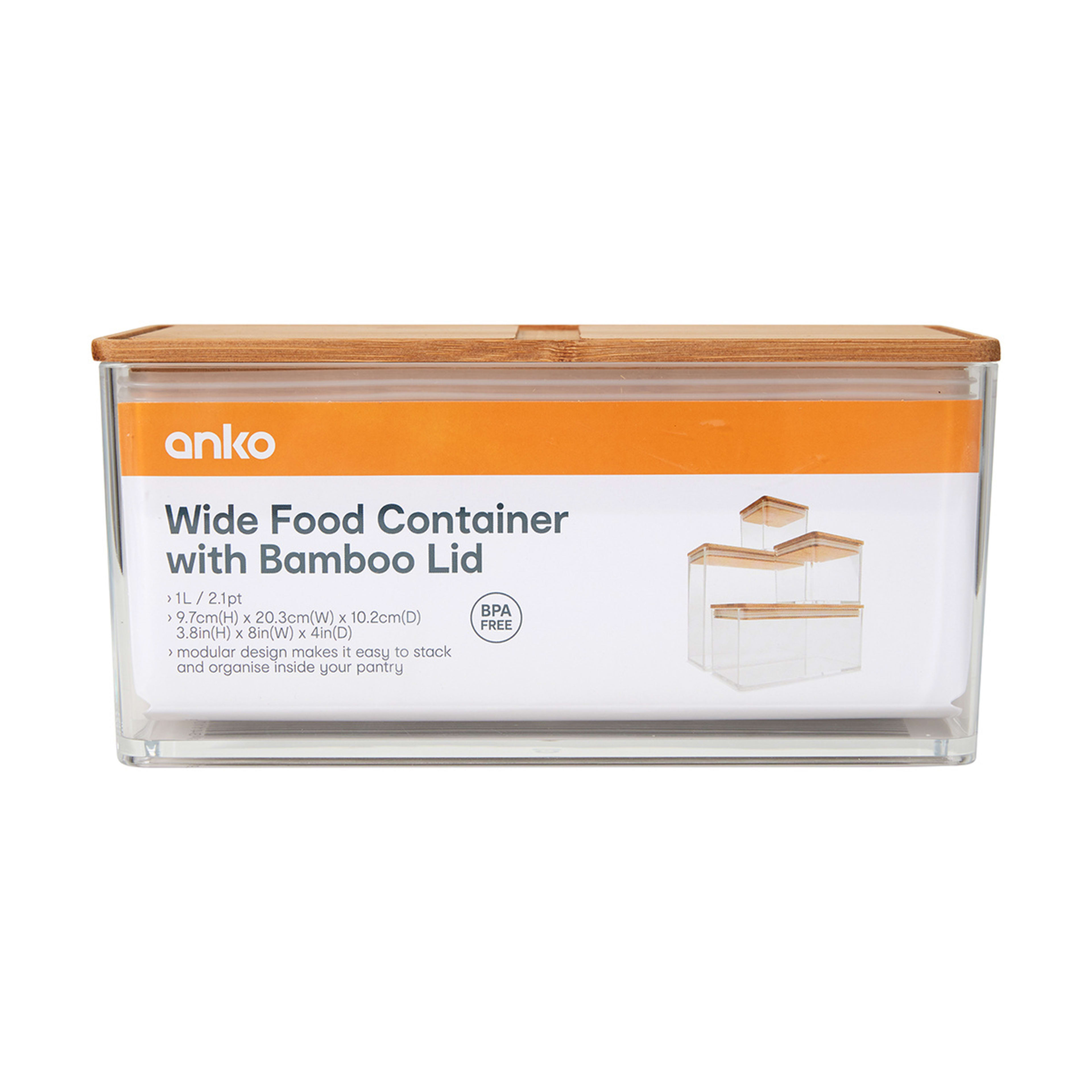 Wide Food Container with Bamboo Lid Kmart