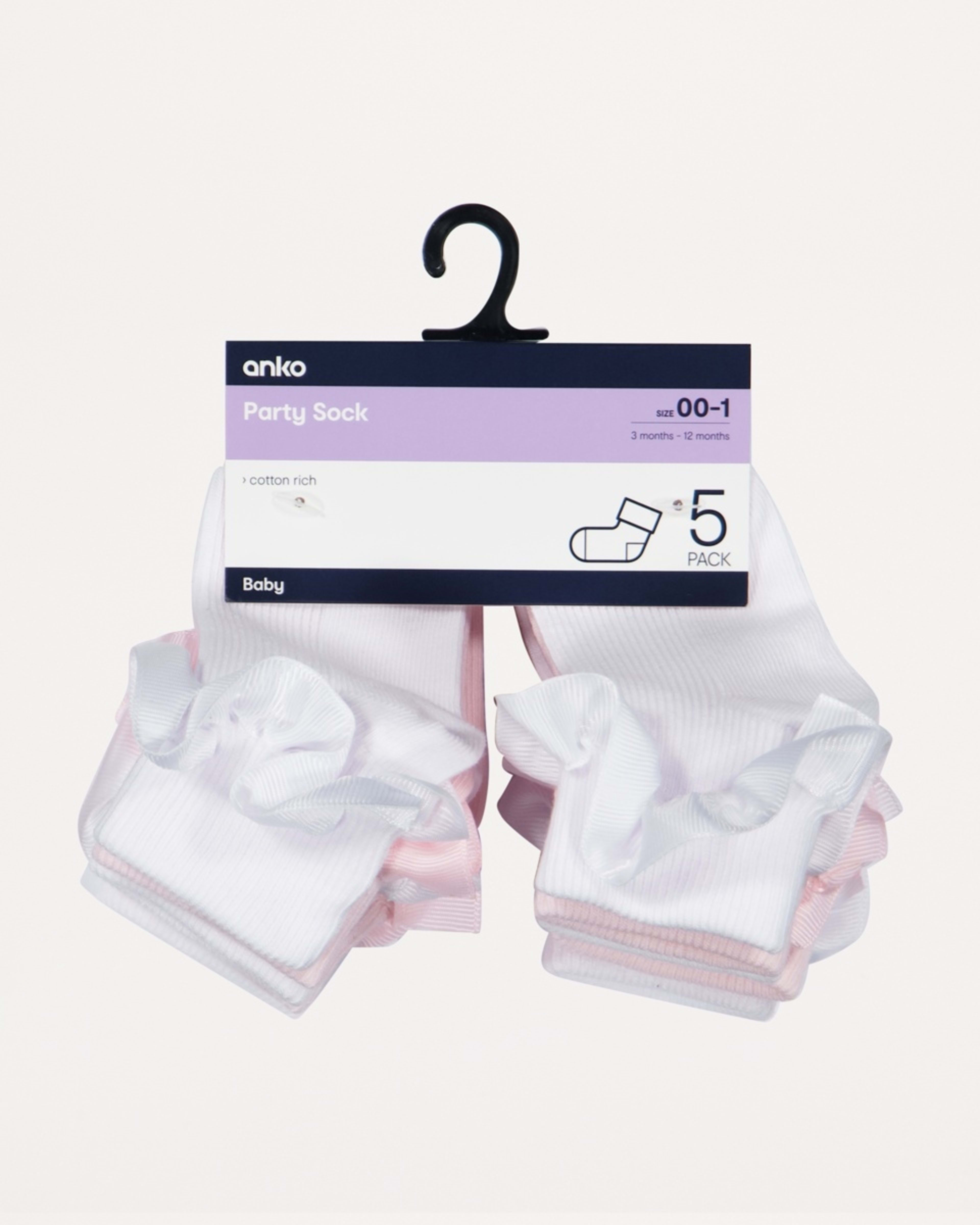 3 5 Pack Party Socks Pnk Frill, 3 of 3