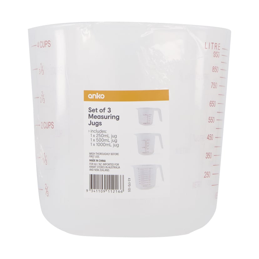 Set of 3 Measuring Jugs Kmart
