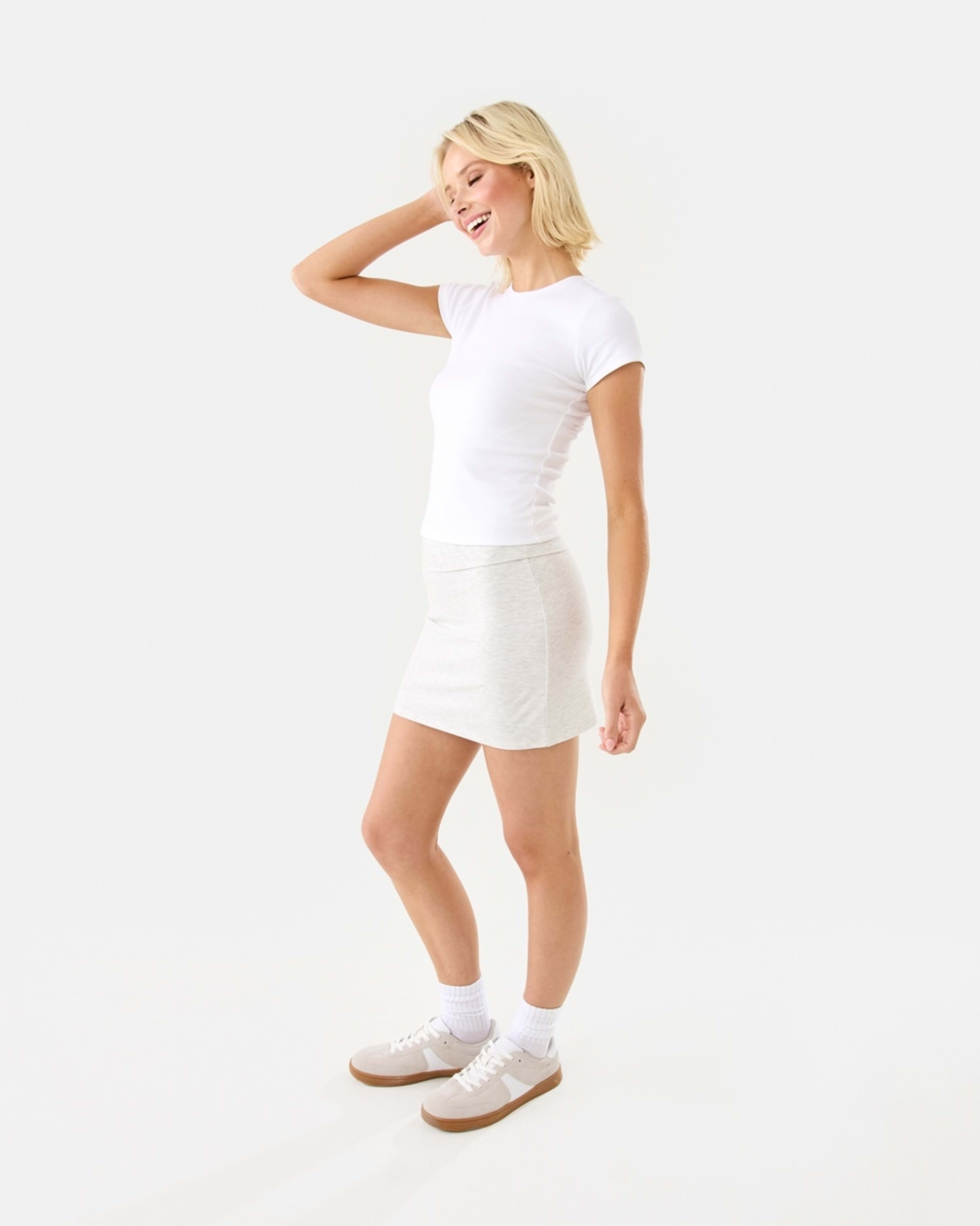 5 Fold Down Waist Skirt Wht Marle, 5 of 7