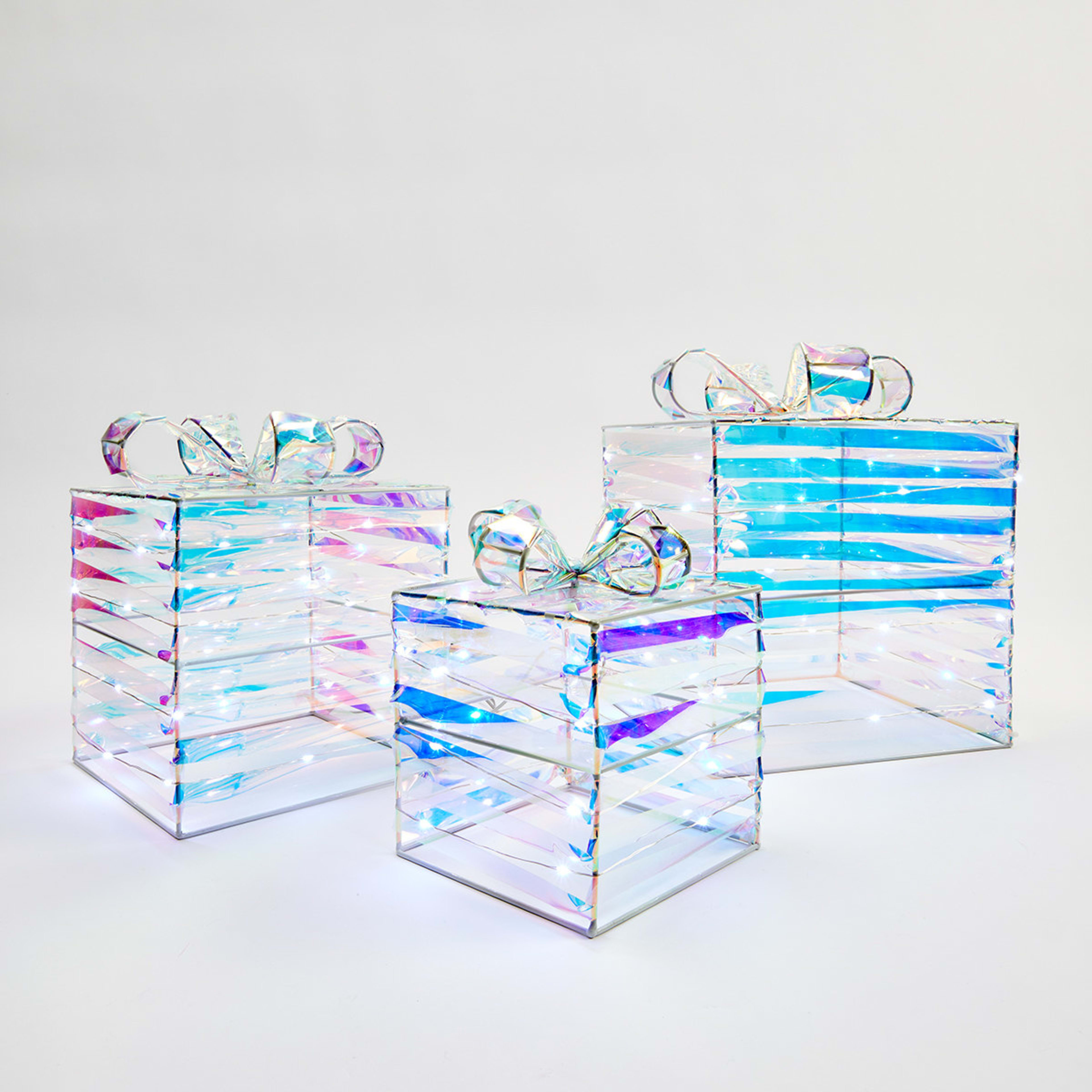 Battery Operated 3 Pack Light Up Iridescent Gift Boxes Kmart