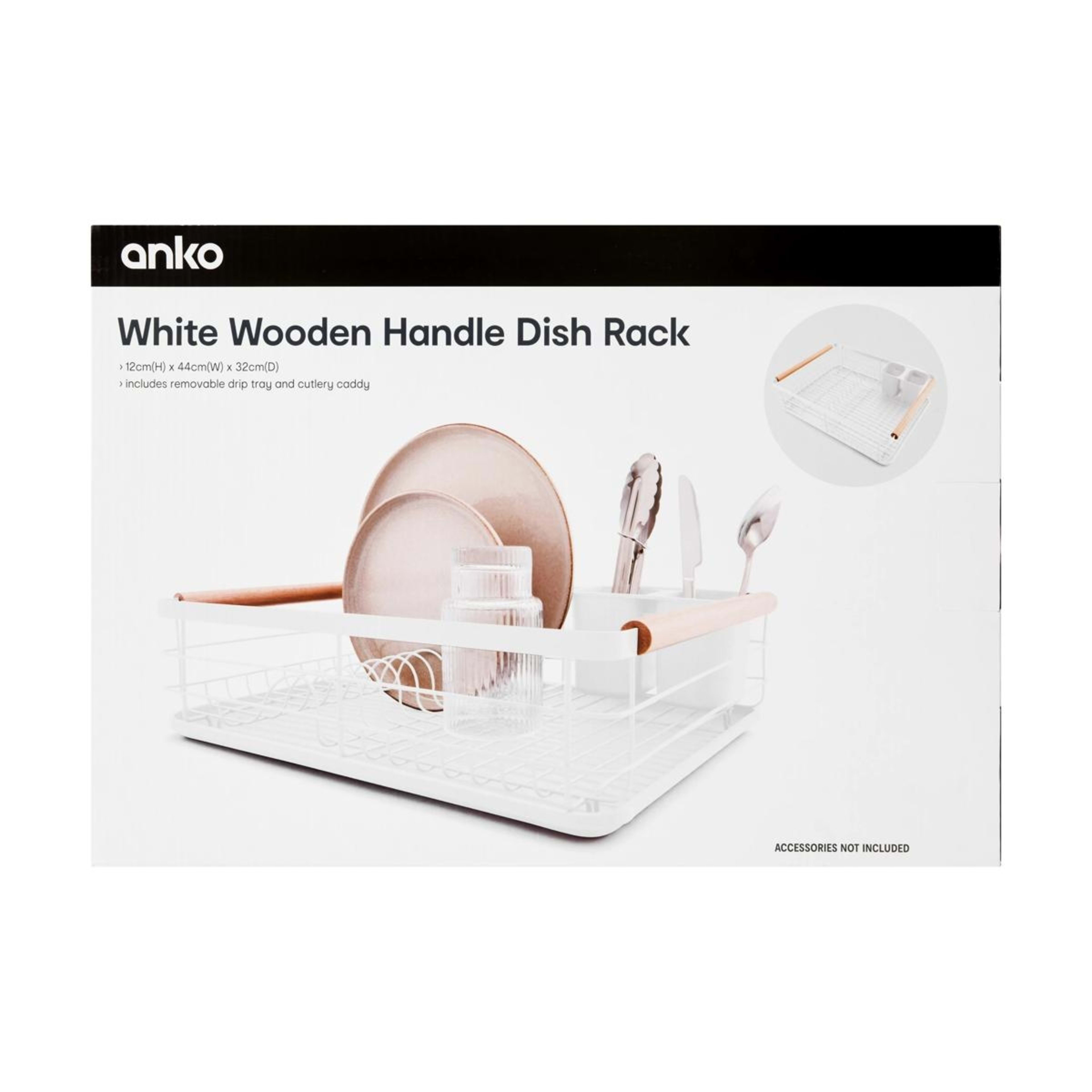 6 White Wooden Handle Dish Rack, 6 of 6