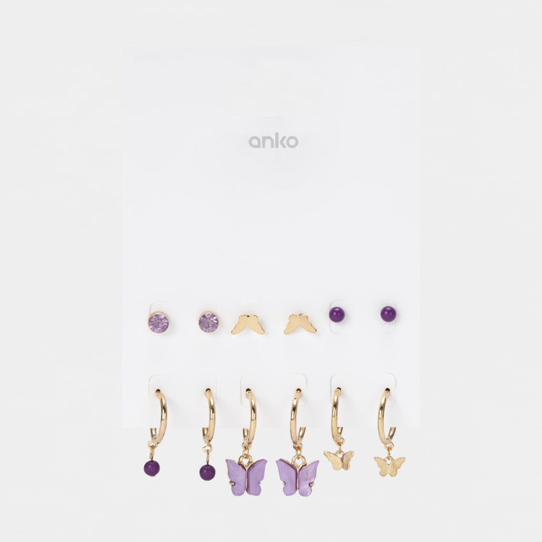 6 Pack Hoop and Stud Earrings Gold Tone Kmart NZ