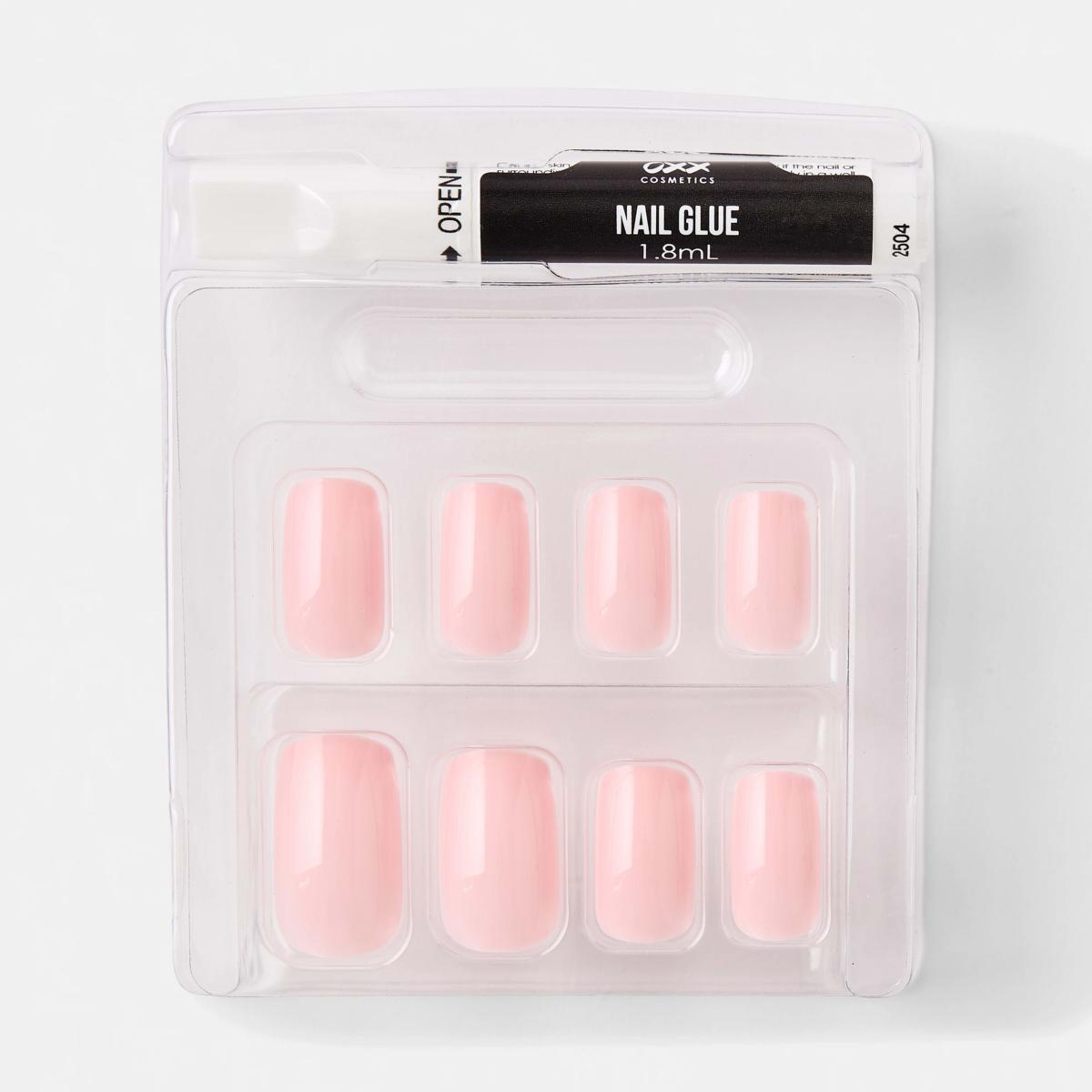 3 OXX Cosmetics 24 Pack Artificial Nails with Adhesive - Medium Square Shape, Nude Pink, 3 of 5