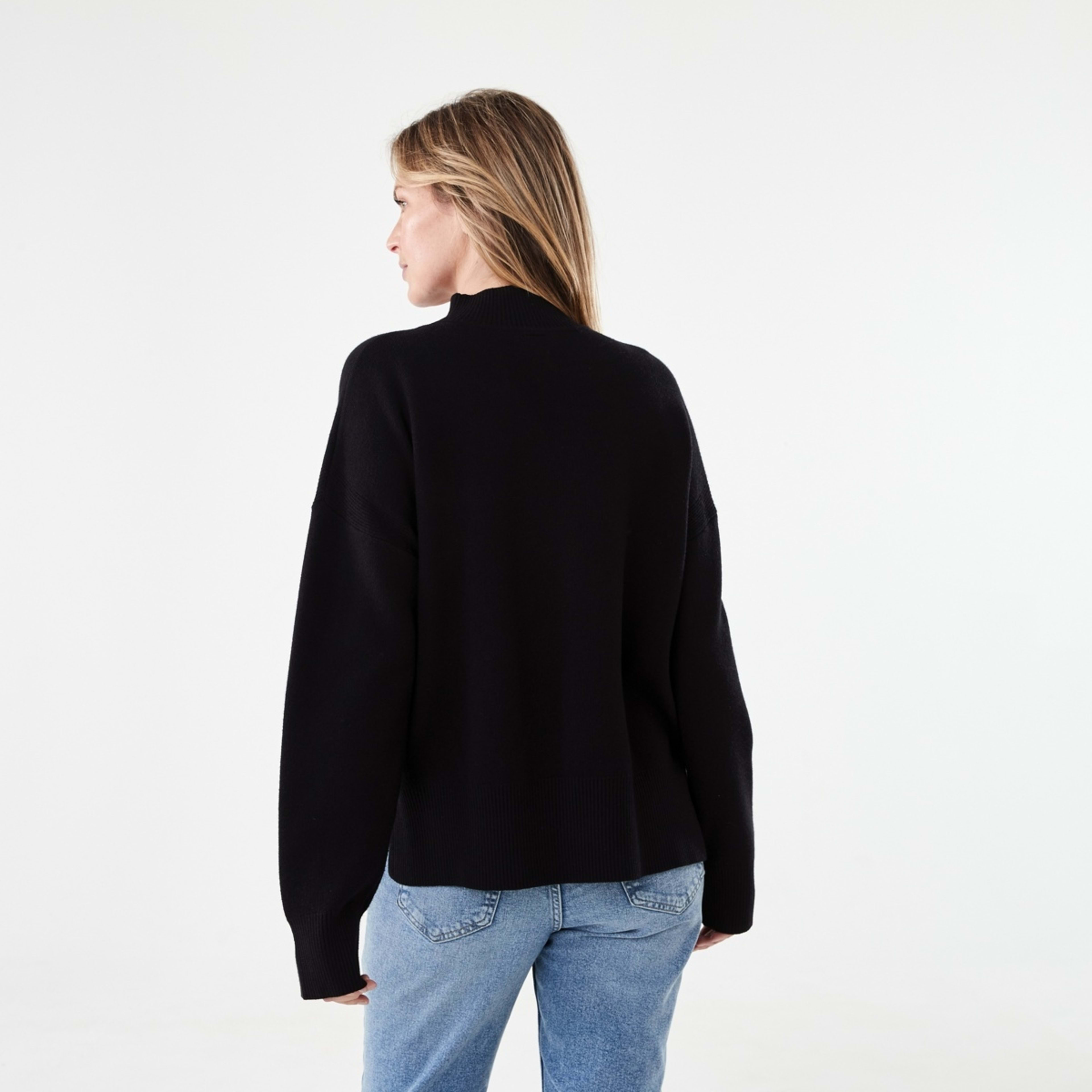 3 Compact Mock Neck Jumper Black, 3 of 6