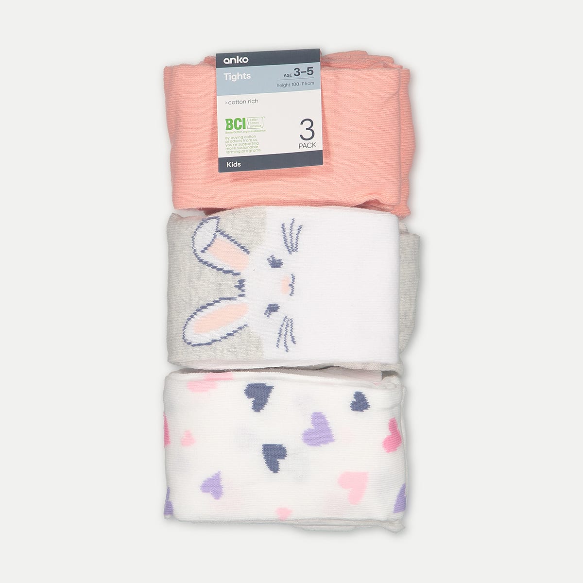 3 Pack Cotton Rich Tights Kmart