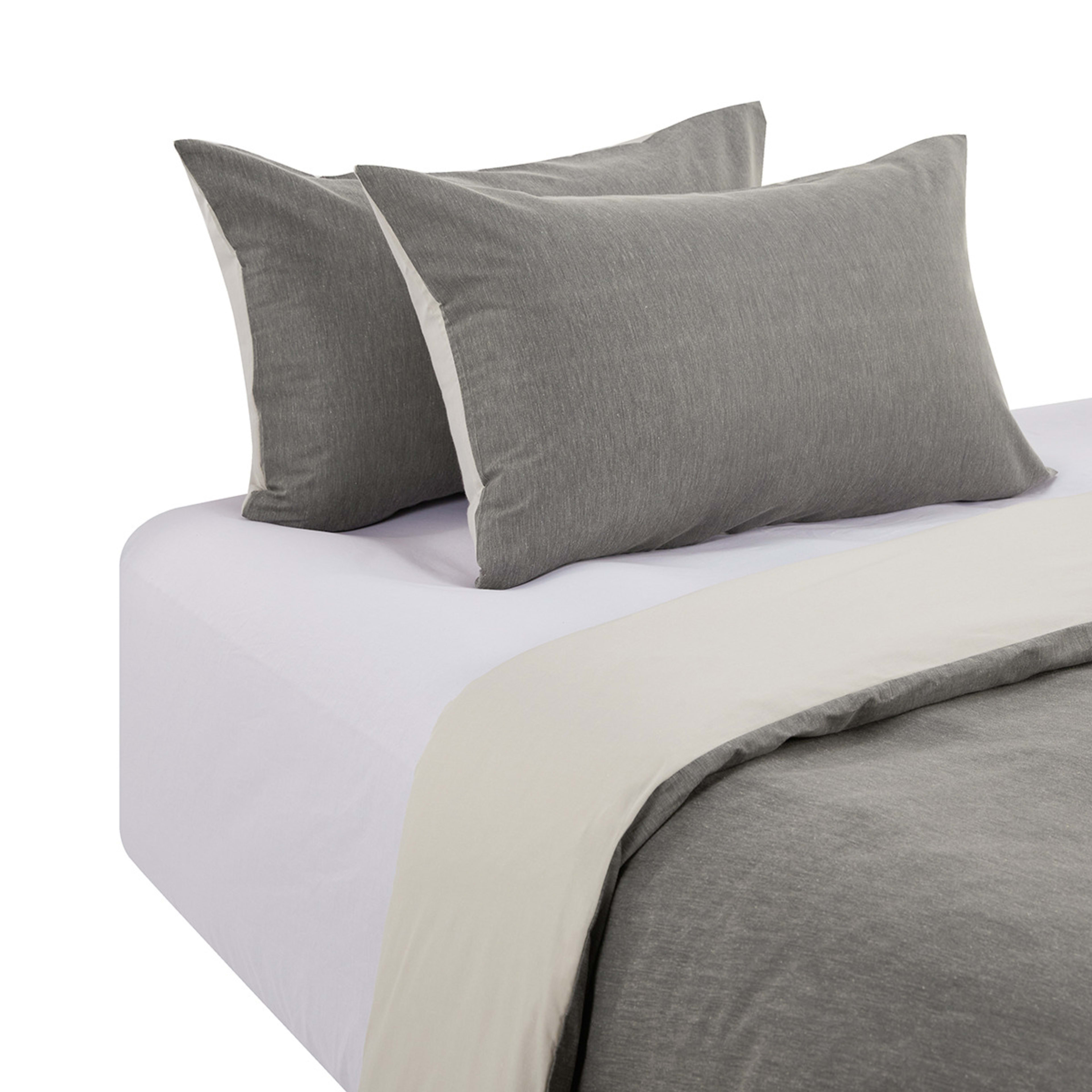 10 Billy Cotton Rich Reversible Quilt Cover Set - Double Bed, Grey, 10 of 10