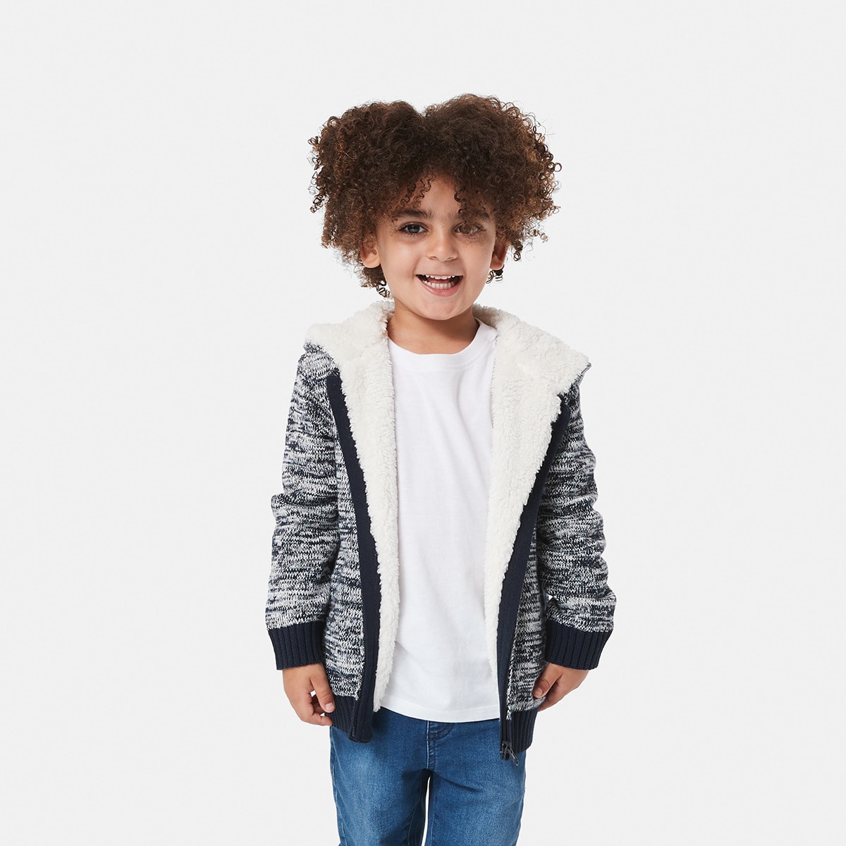 Sherpa Knit Hooded Jacket - Kmart
