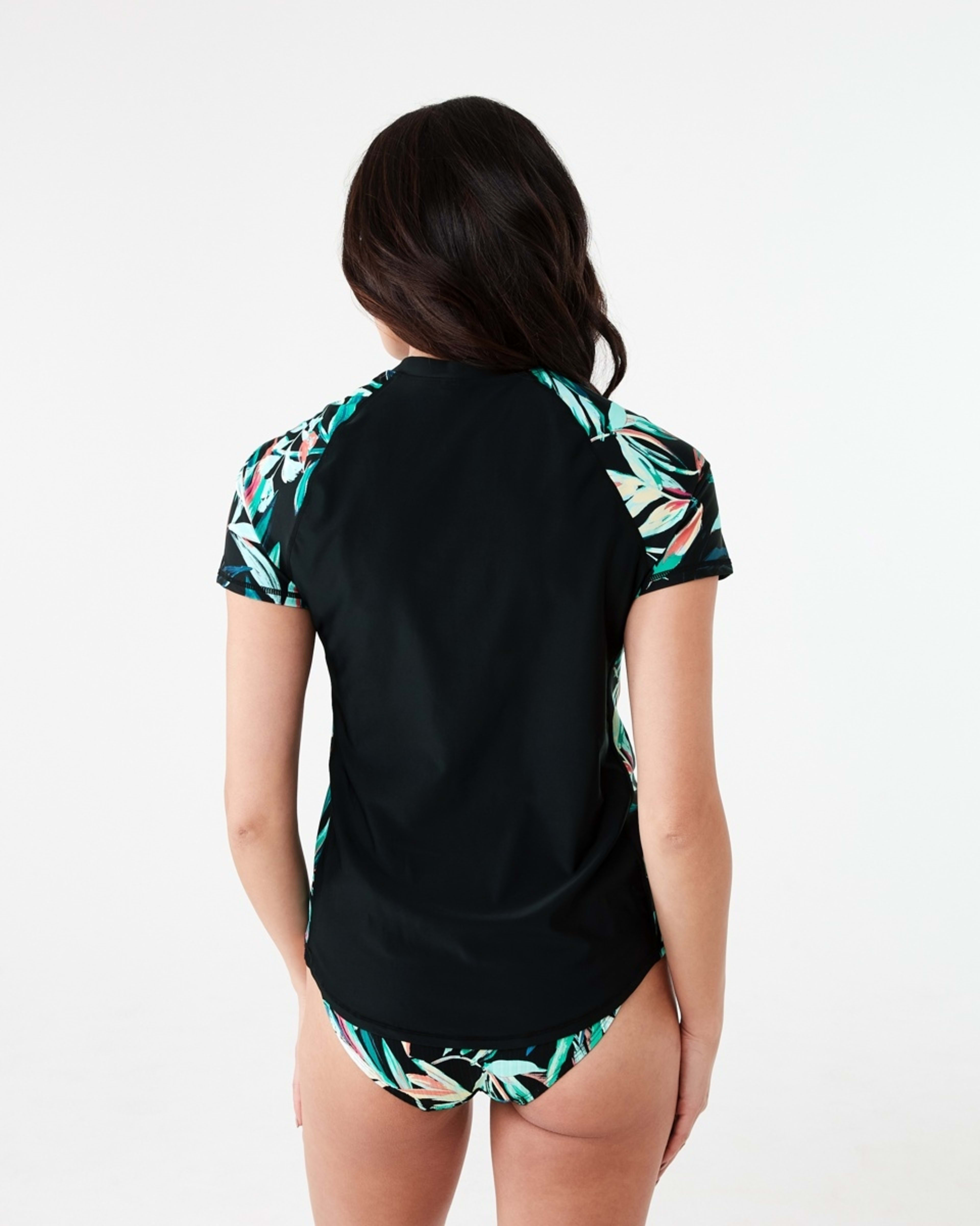 3 Short Sleeve Zip Rash Vest BLACK TROP BLACK, 3 of 6