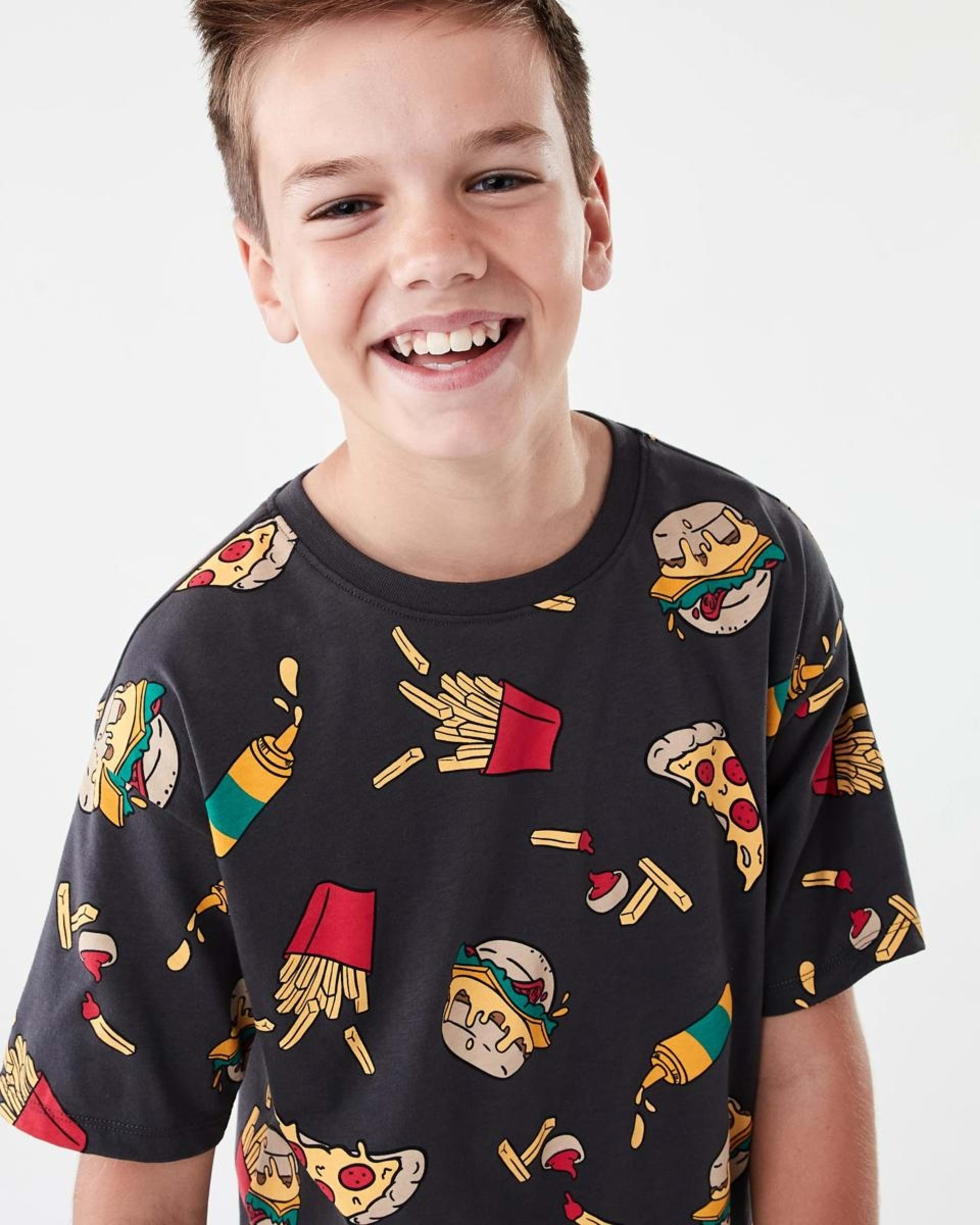 3 Short Sleeve Jersey Pyjama Set FAST FOOD, 3 of 6