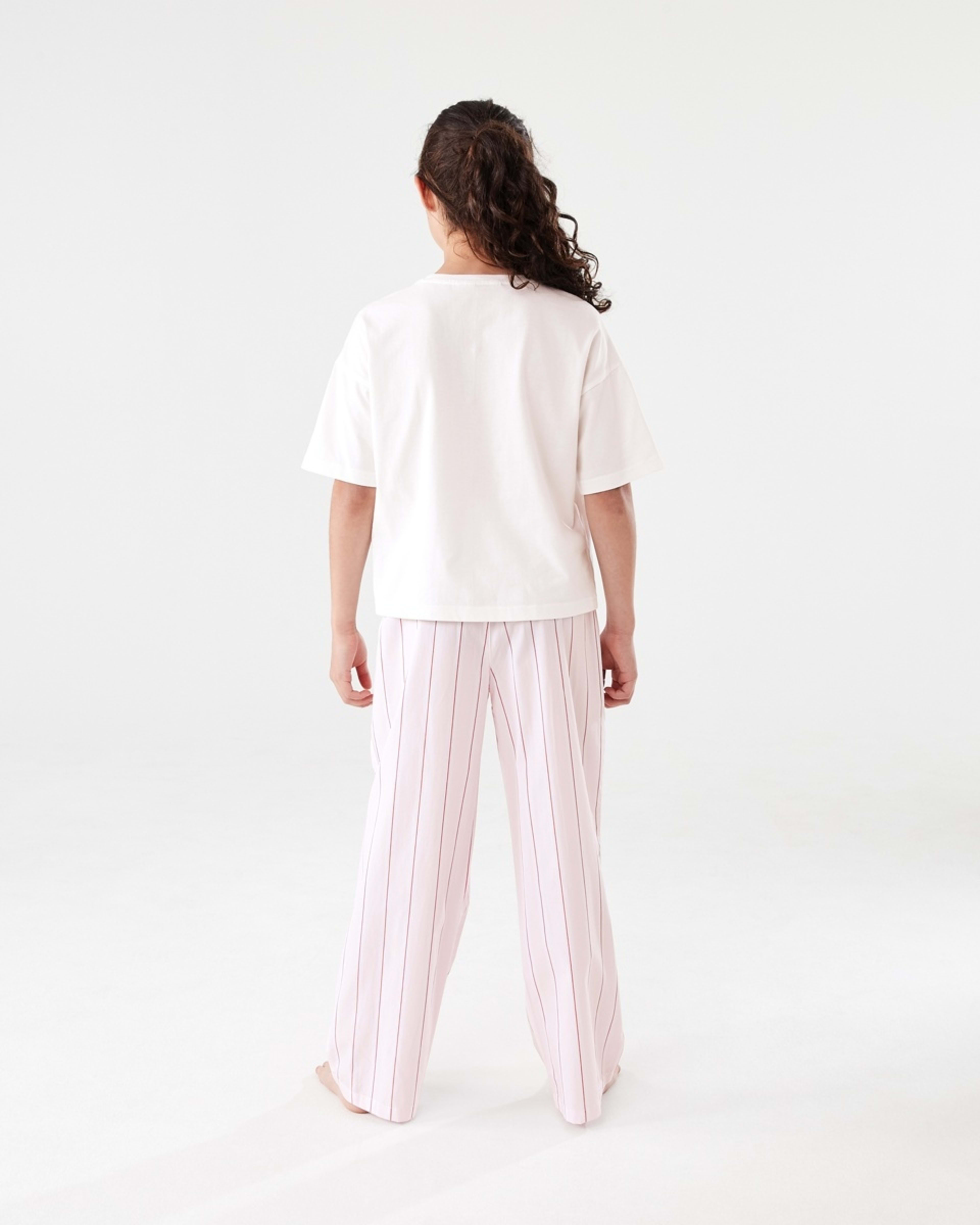 2 T-shirt and Woven Pants Pyjama Set Pnk Strp, 2 of 7