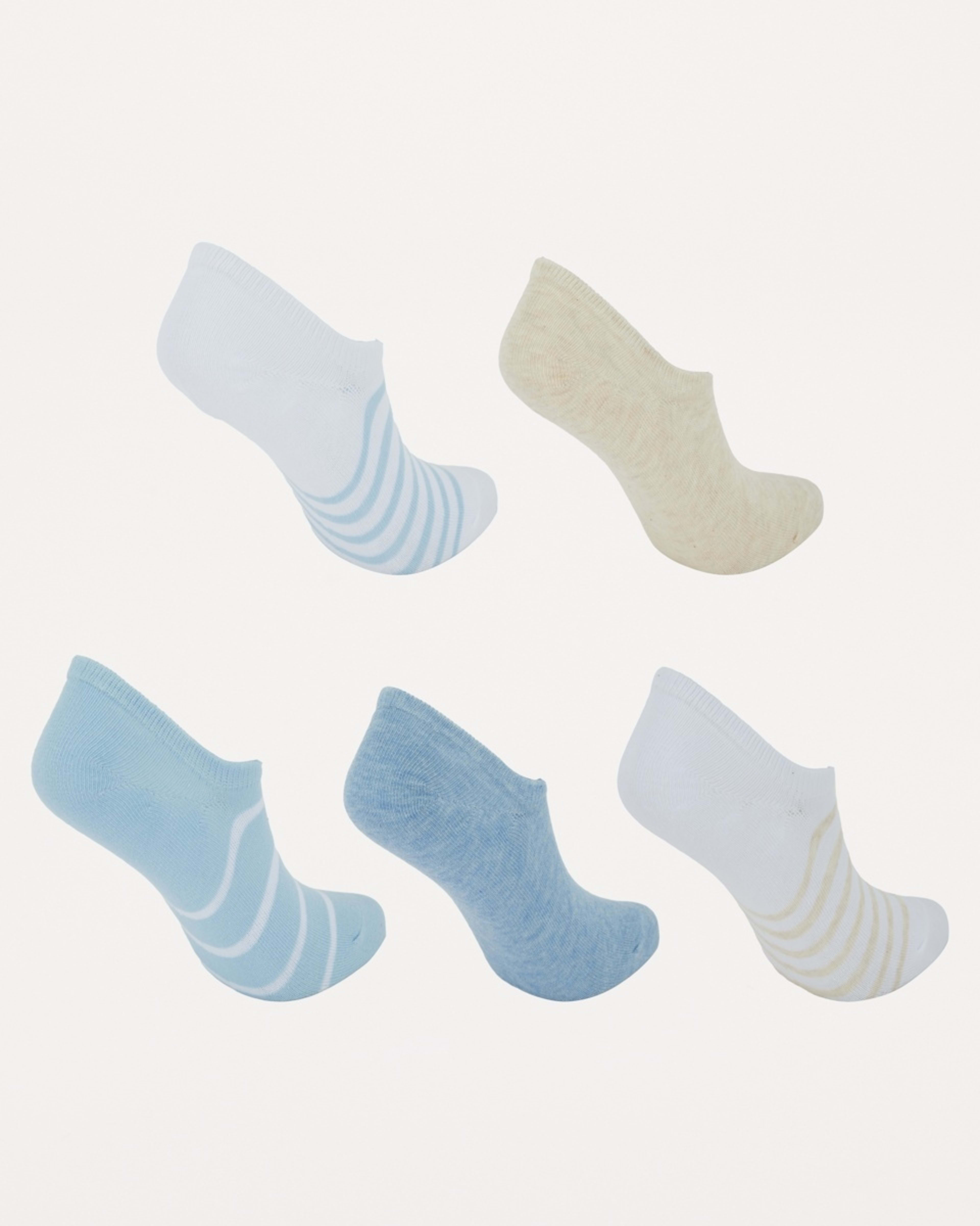 2 5 Pack Jacquard Sneaker Socks BLUE BEIGE STRIPE SOCK SKYWAY BLUE, 2 of 3