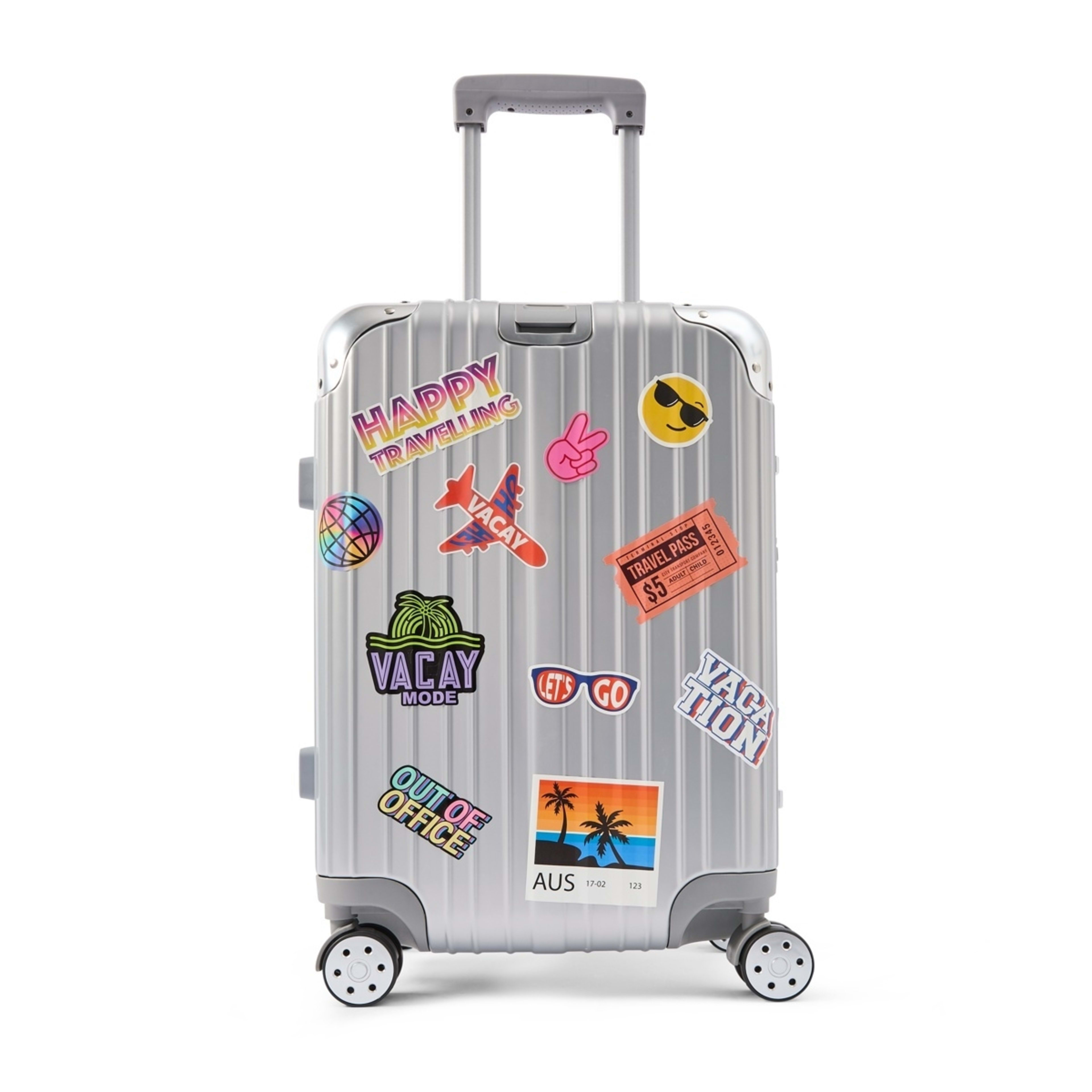 2 48cm Trunk Hard Case with Stickers - Silver Look, 2 of 10