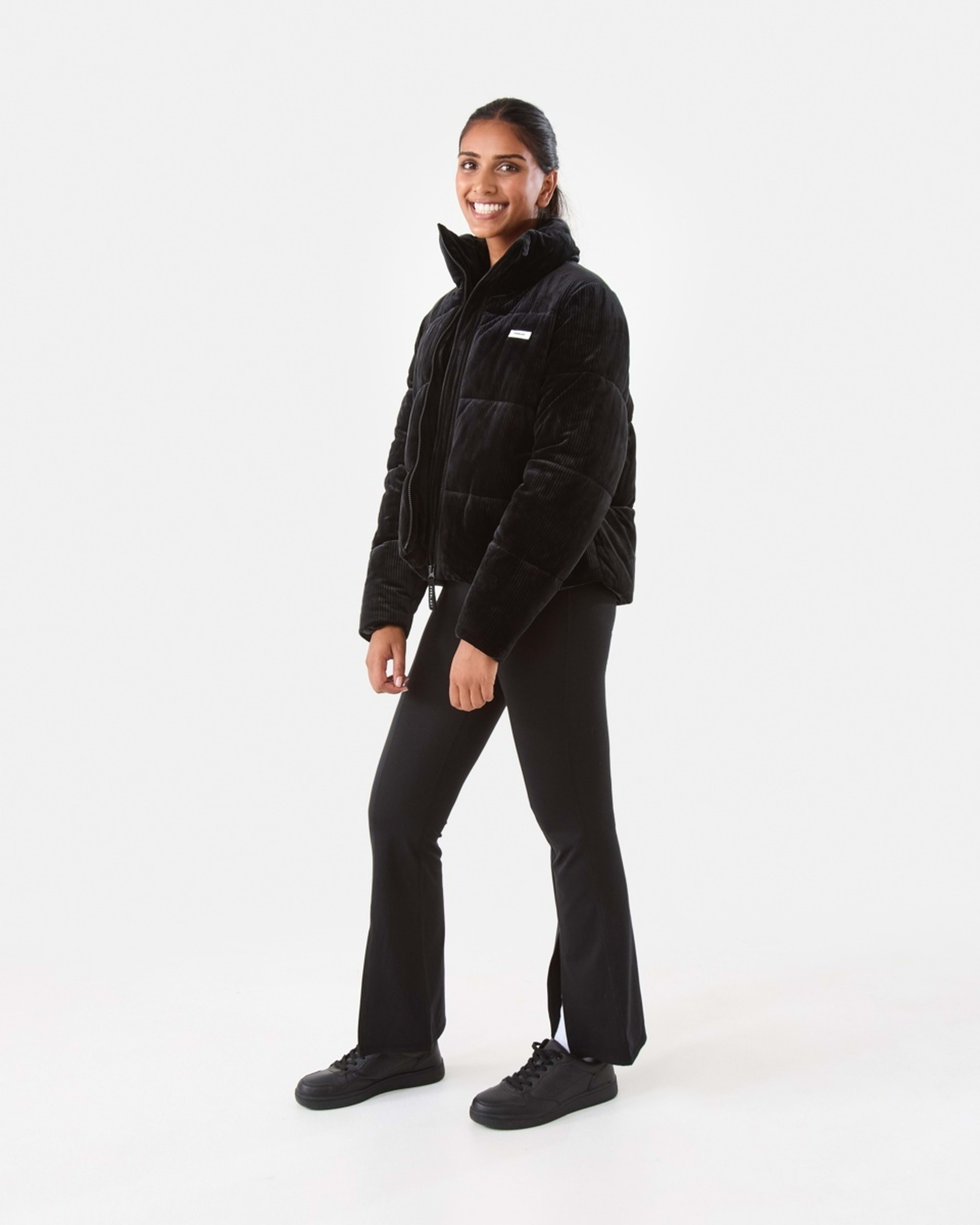 4 Everlast Womens Ribbed Velour Puffer Jacket Black, 4 of 8