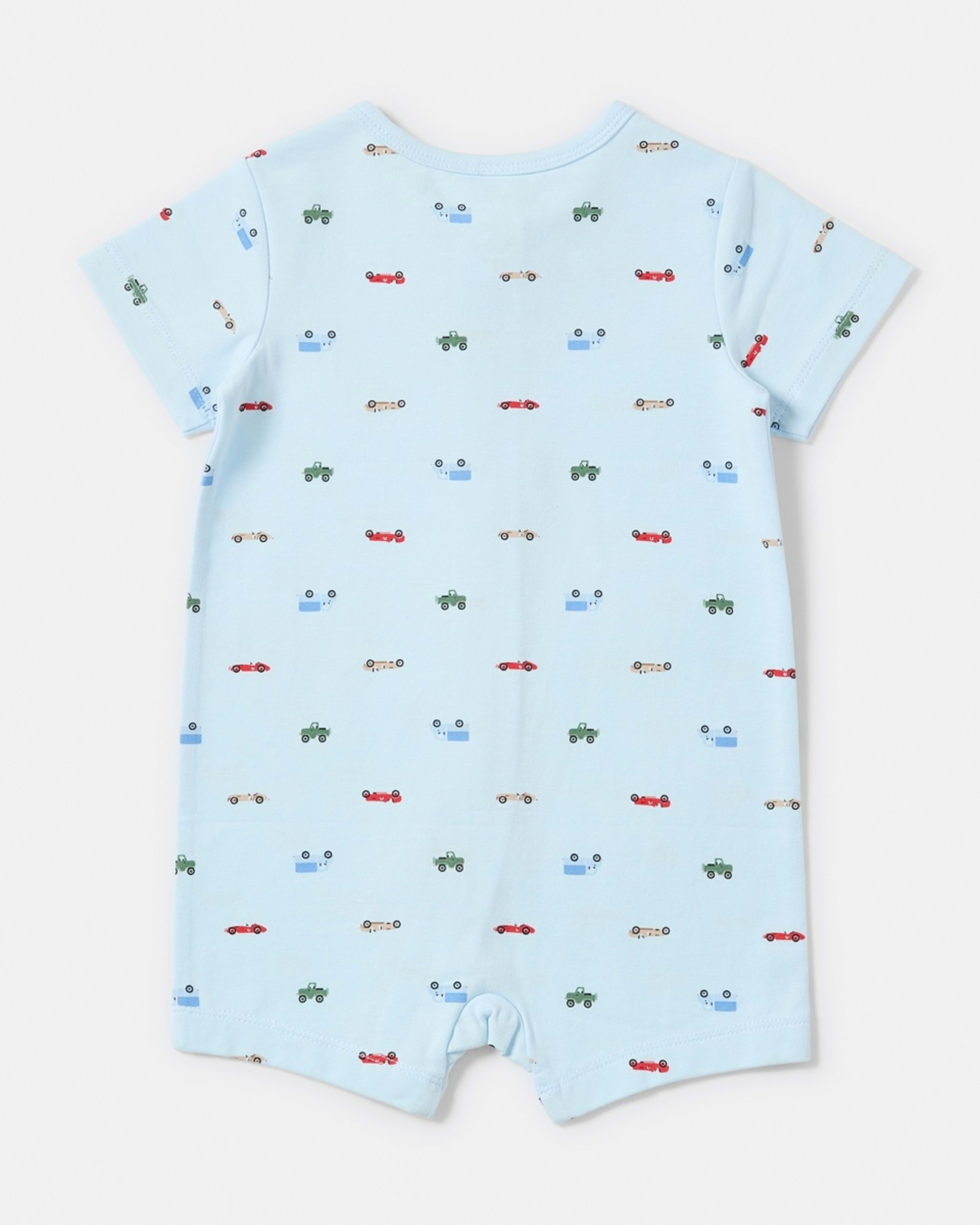 2 Short Sleeve Zip Romper BLUE VEHICLES, 2 of 4