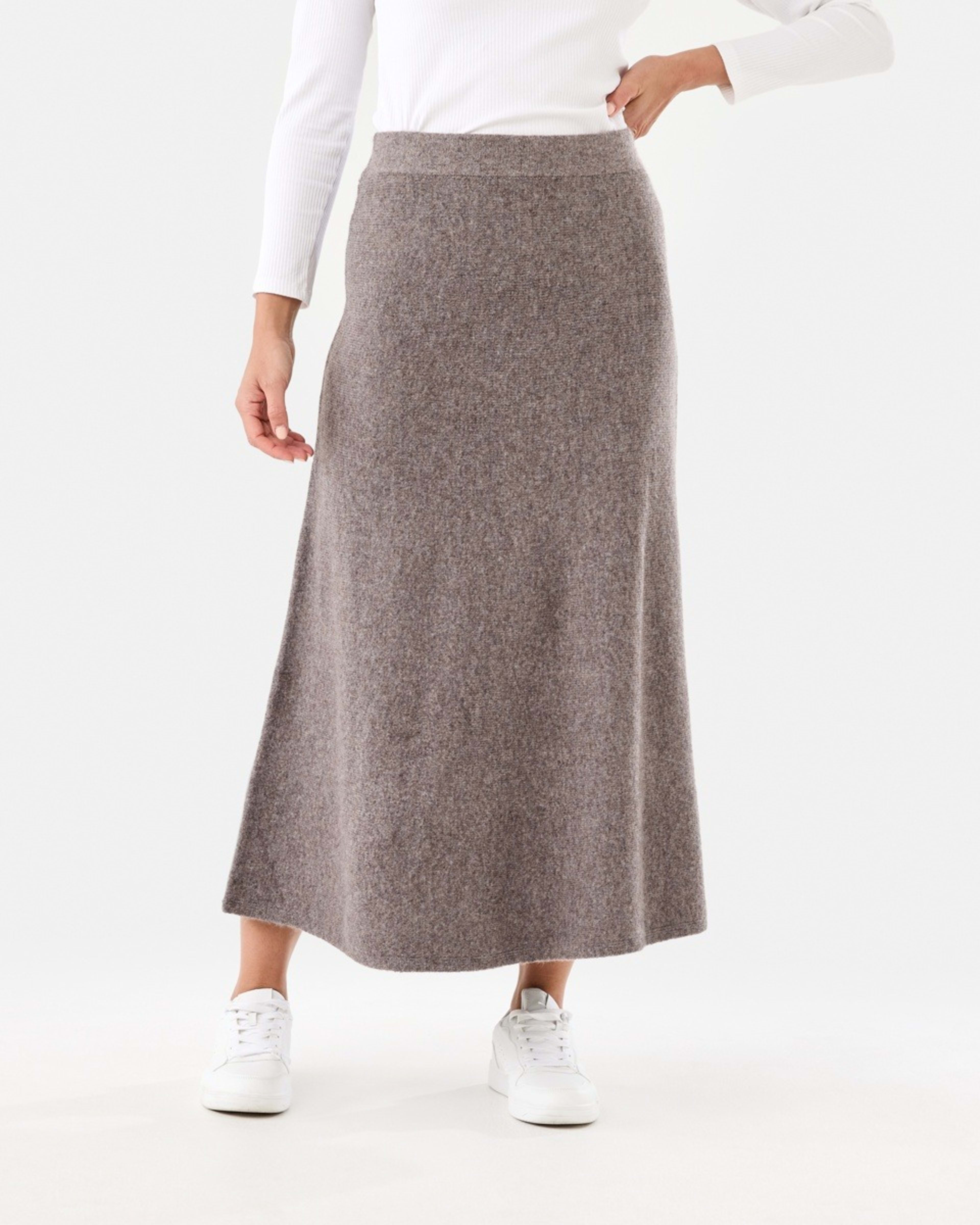 1 True Knit A-Line Maxi Skirt Taupe Mrl