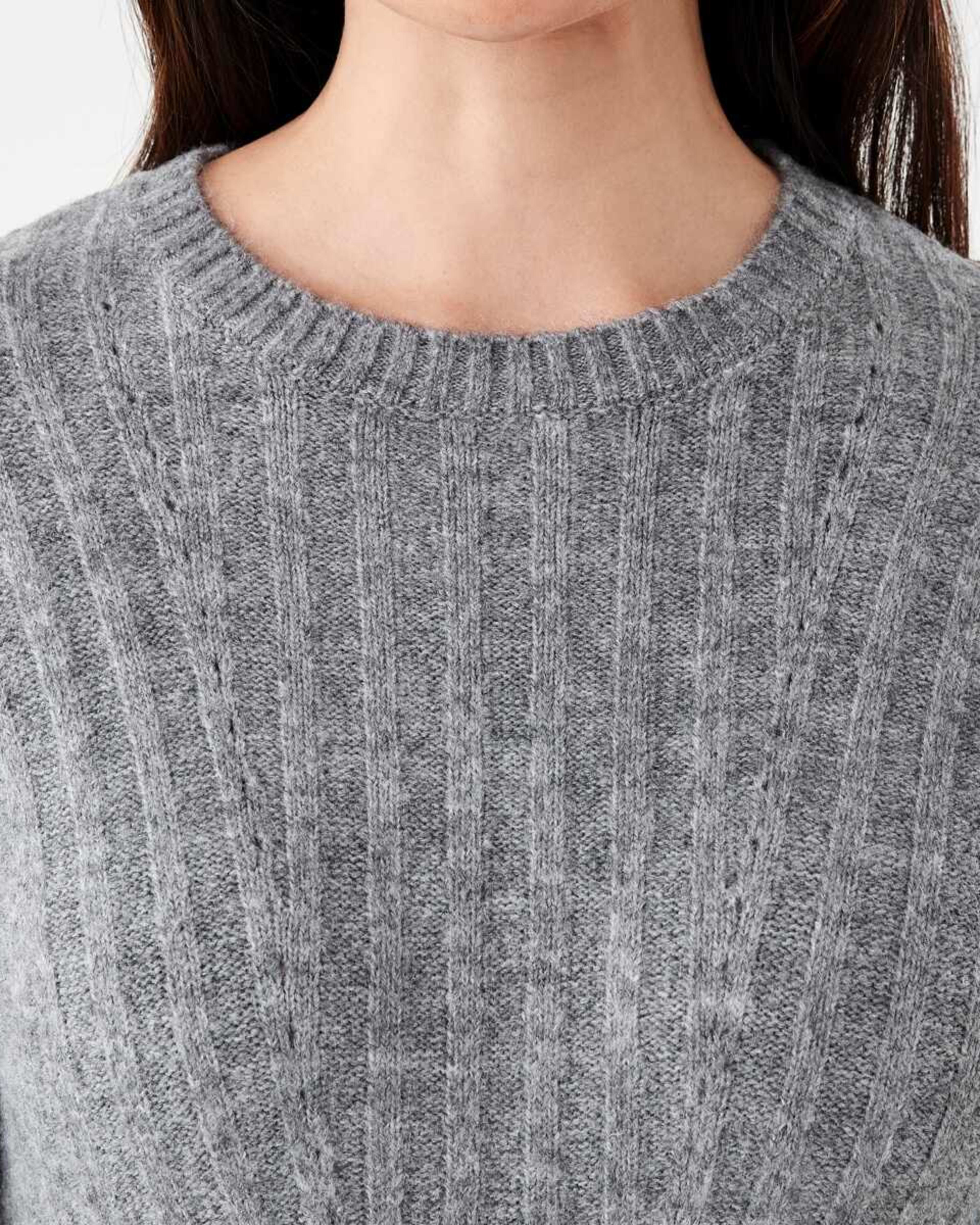 5 Long Sleeve Rib True Knit Skater Mini Dress Grey Marle, 5 of 7