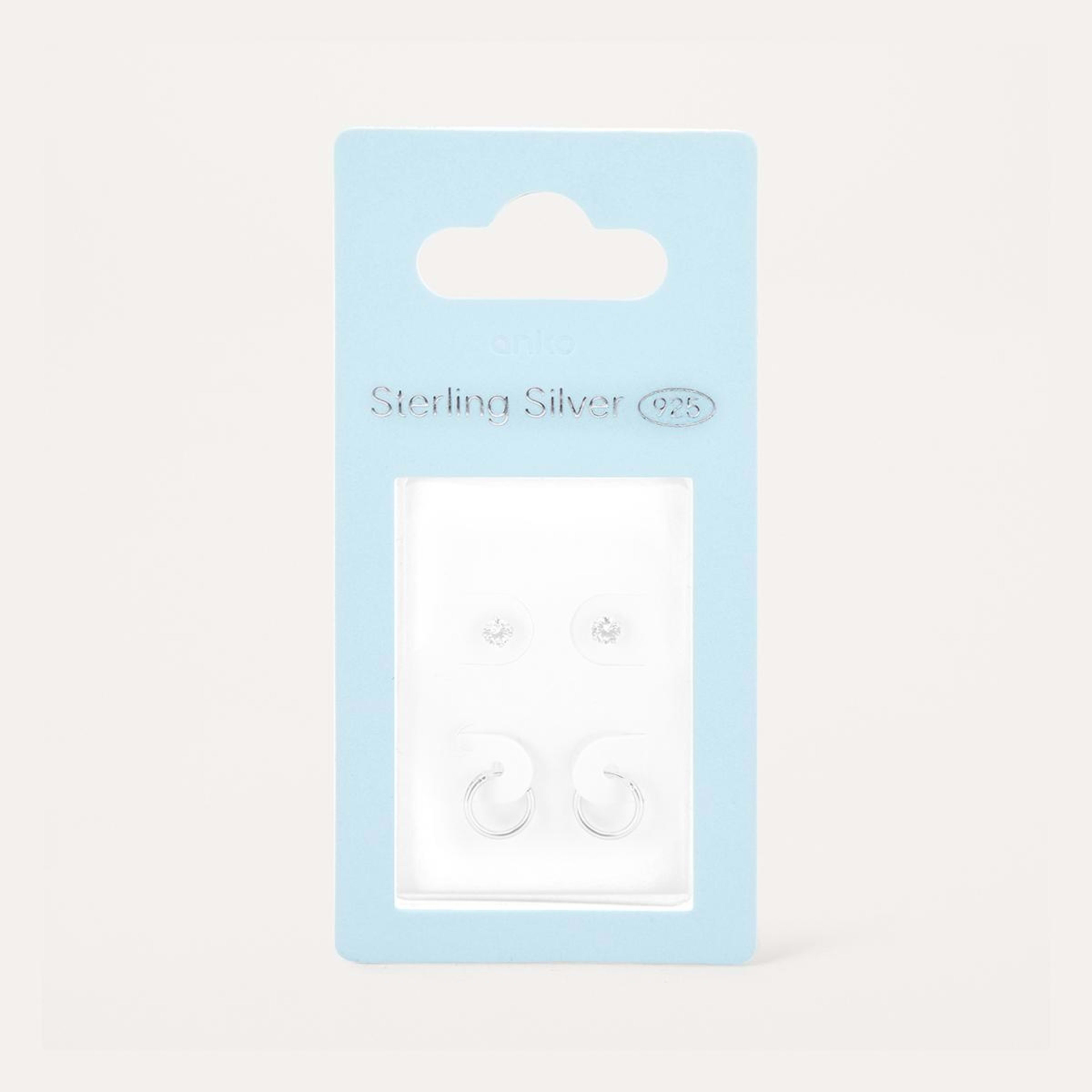 4 2 Pack Sterling Silver Stud and Hoop Earrings Silver, 4 of 5