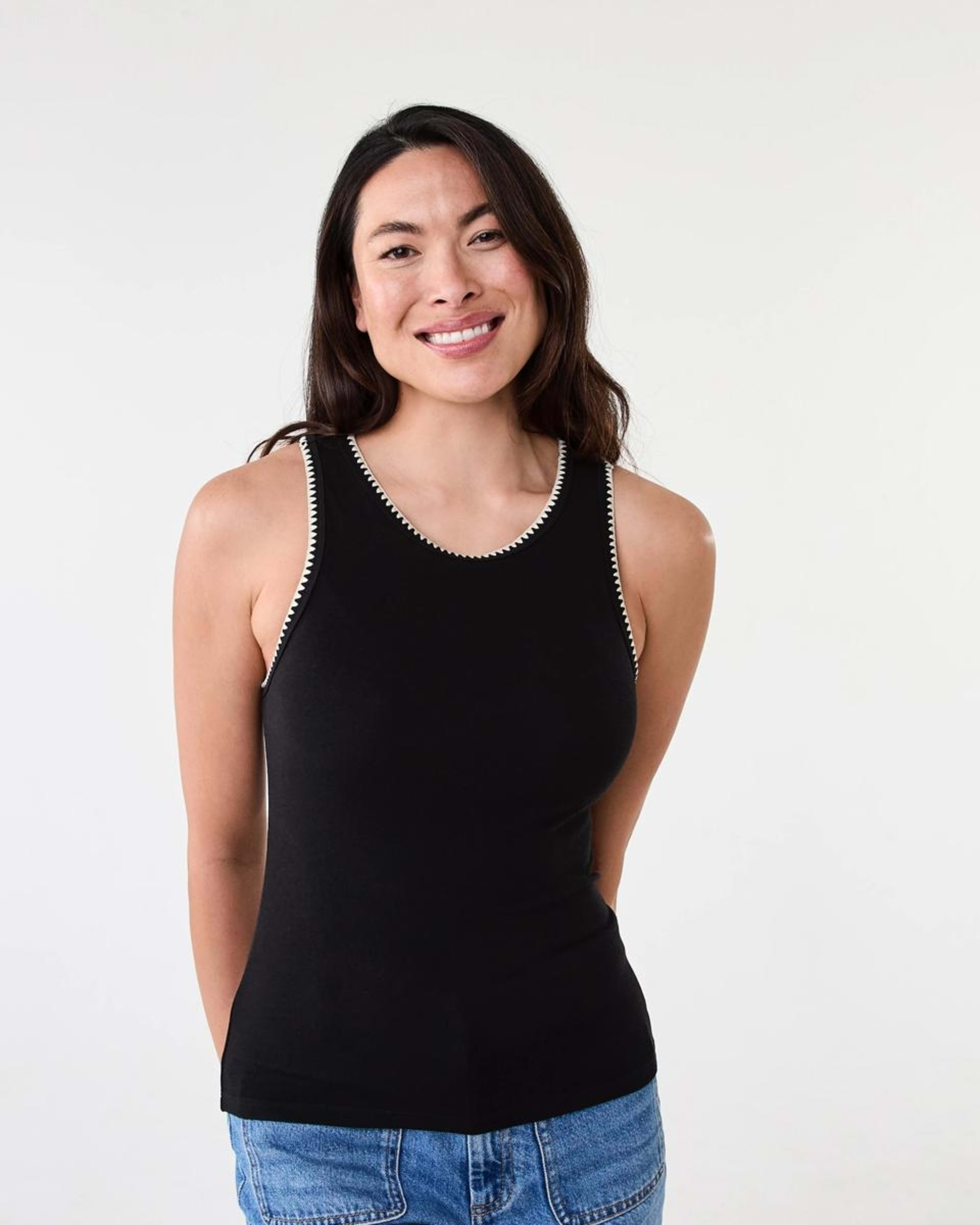 1 Sleeveless Whip Stitch Tank Black, 1 of 5