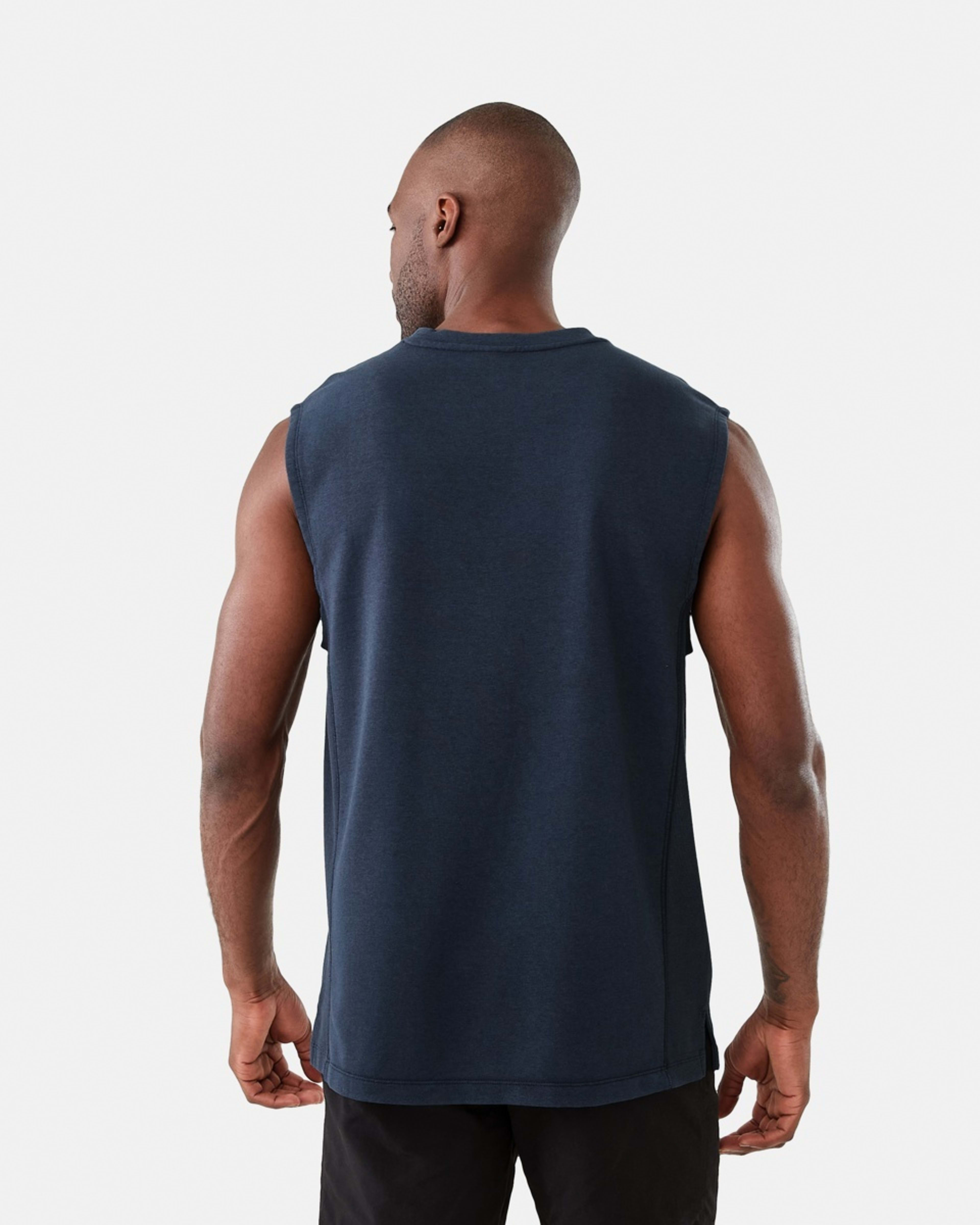 3 Active Mens Washed Terry Muscle Shade Navy, 3 of 6