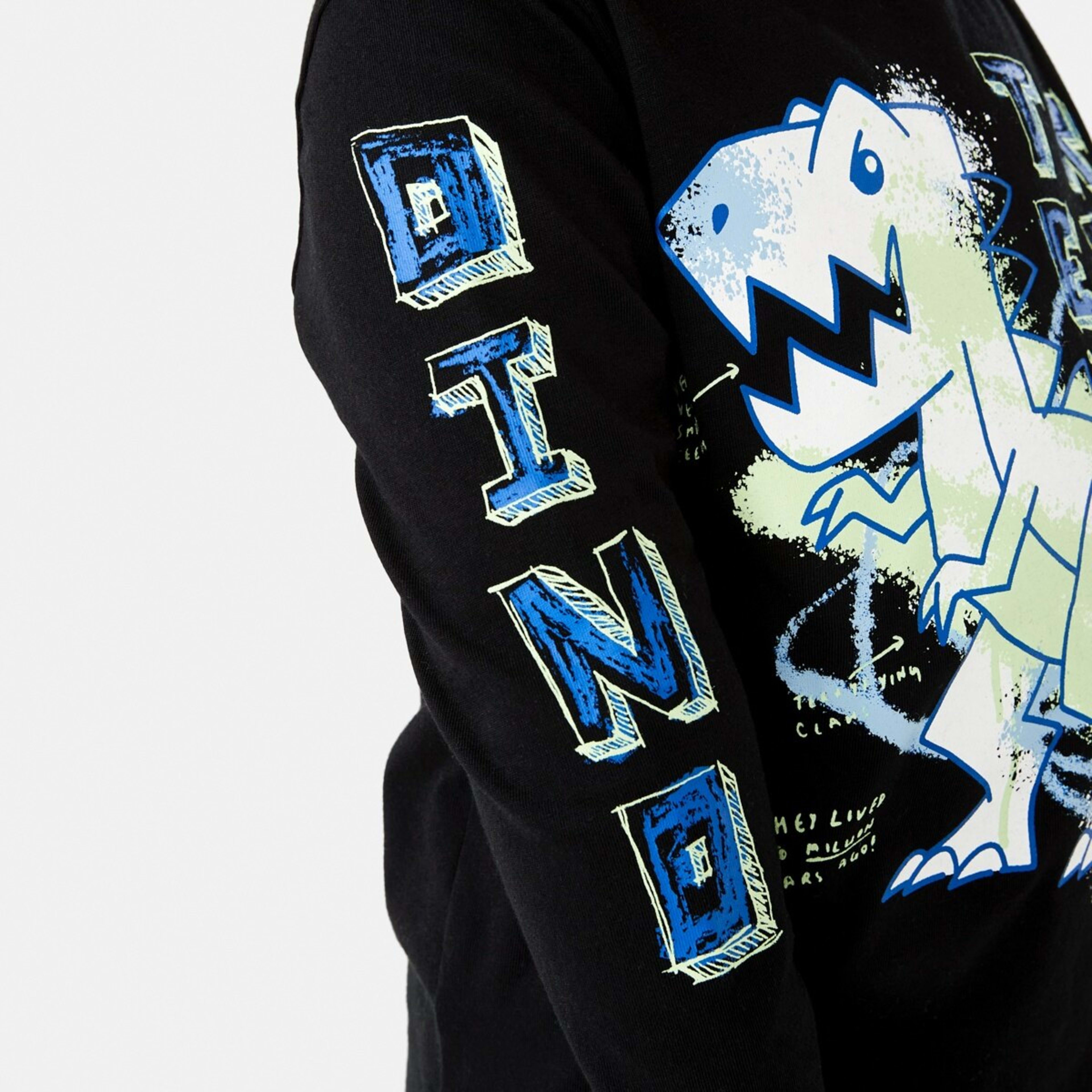 5 Long Sleeve Print T-shirt Dino Graffiti Black, 5 of 10