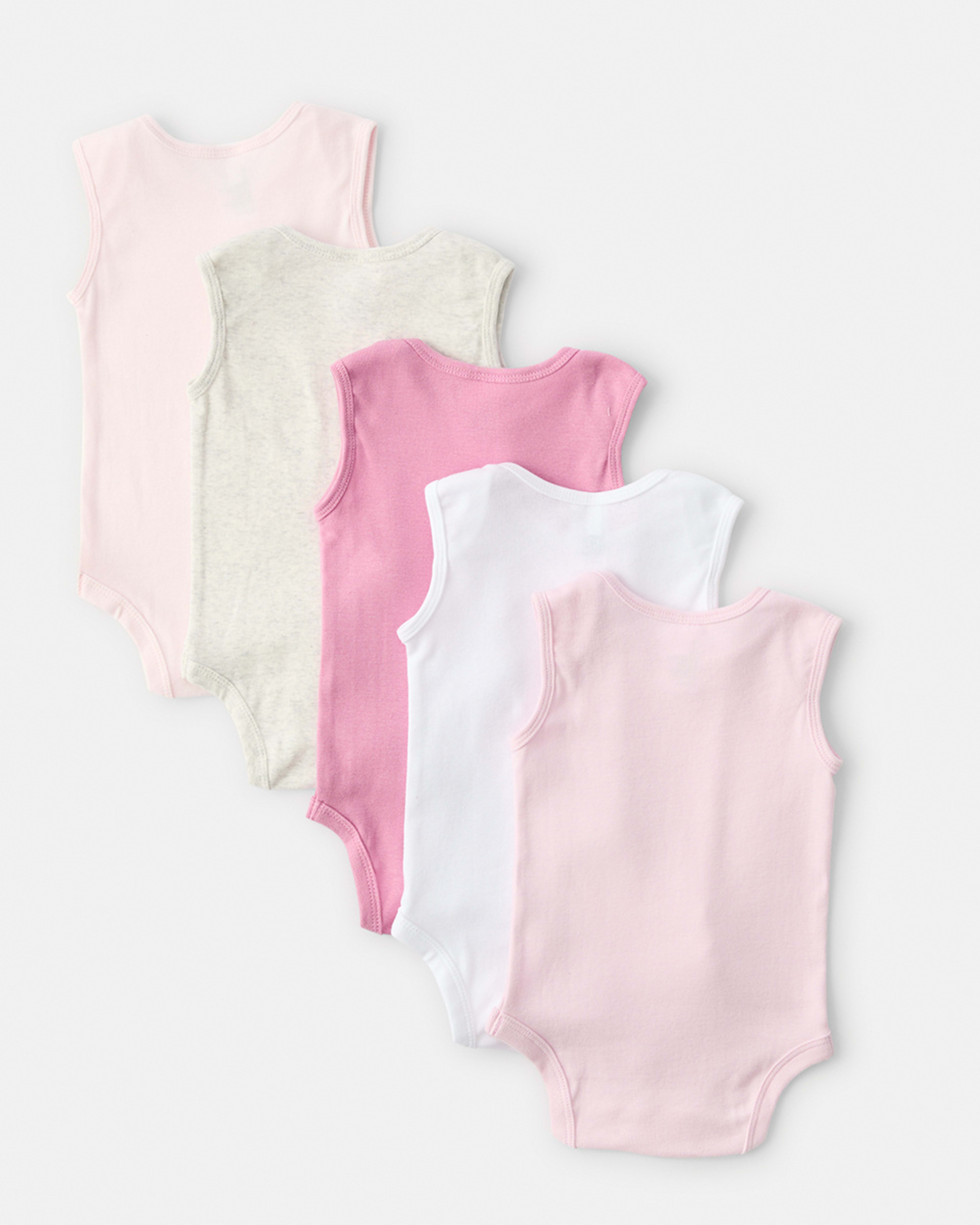 2 5 Pack Sleeveless Bodysuits New Pink, 2 of 8