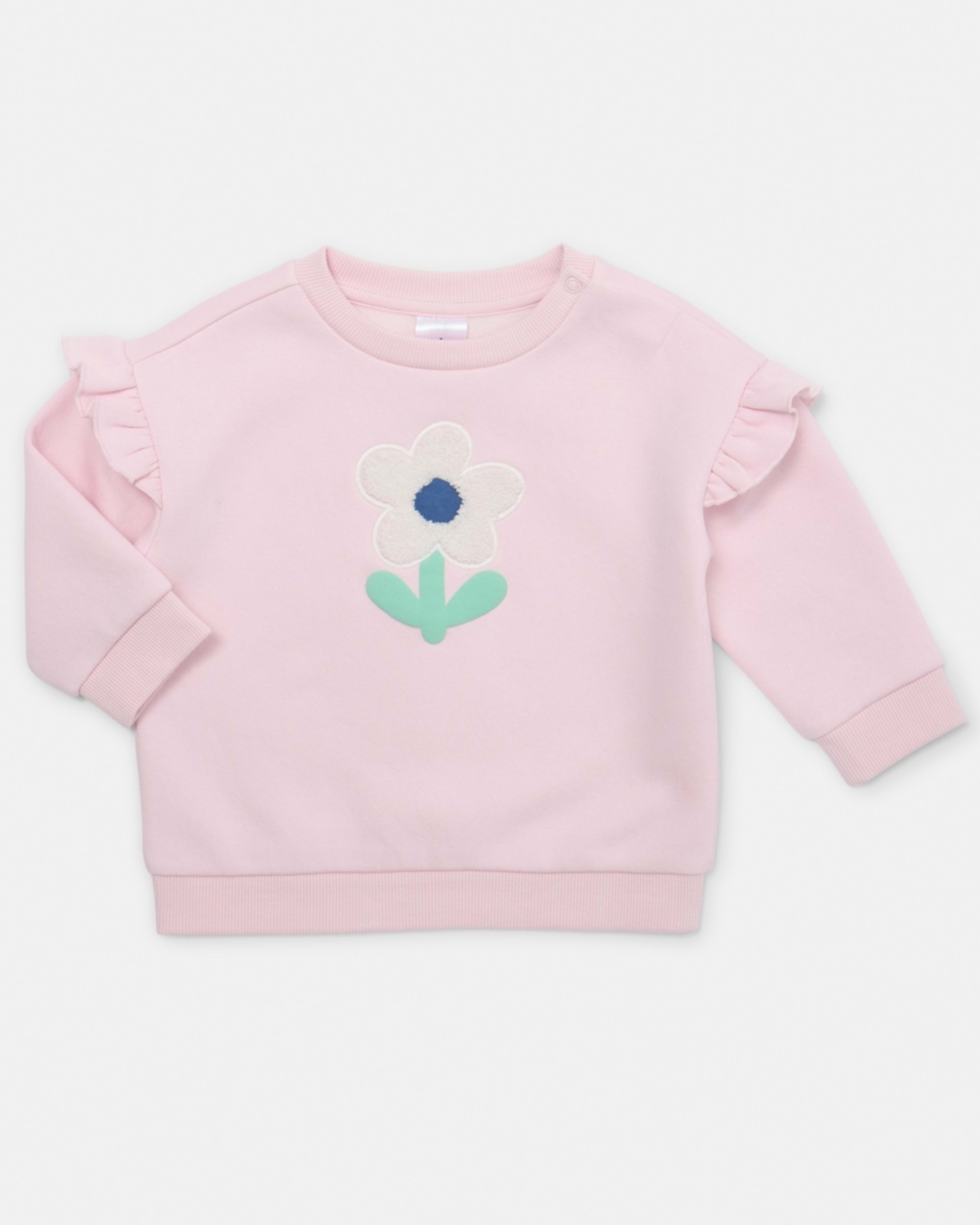 1 Frill Drop Shoulder Sweatshirt Pnk Flower