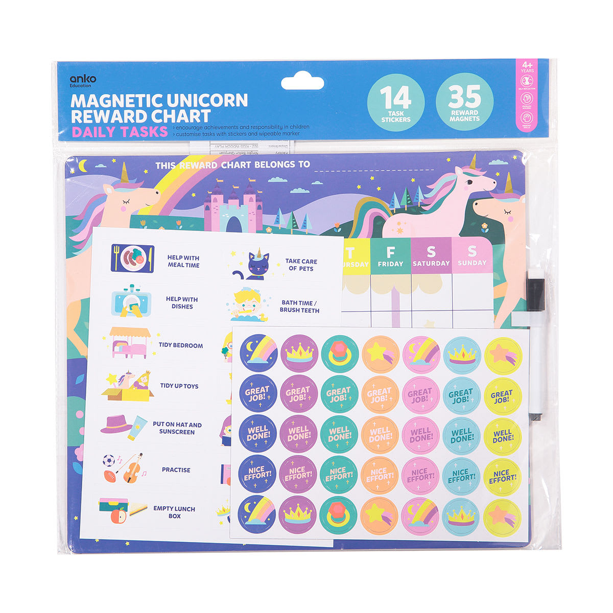 Reward Chart Daily Tasks Unicorn Kmart