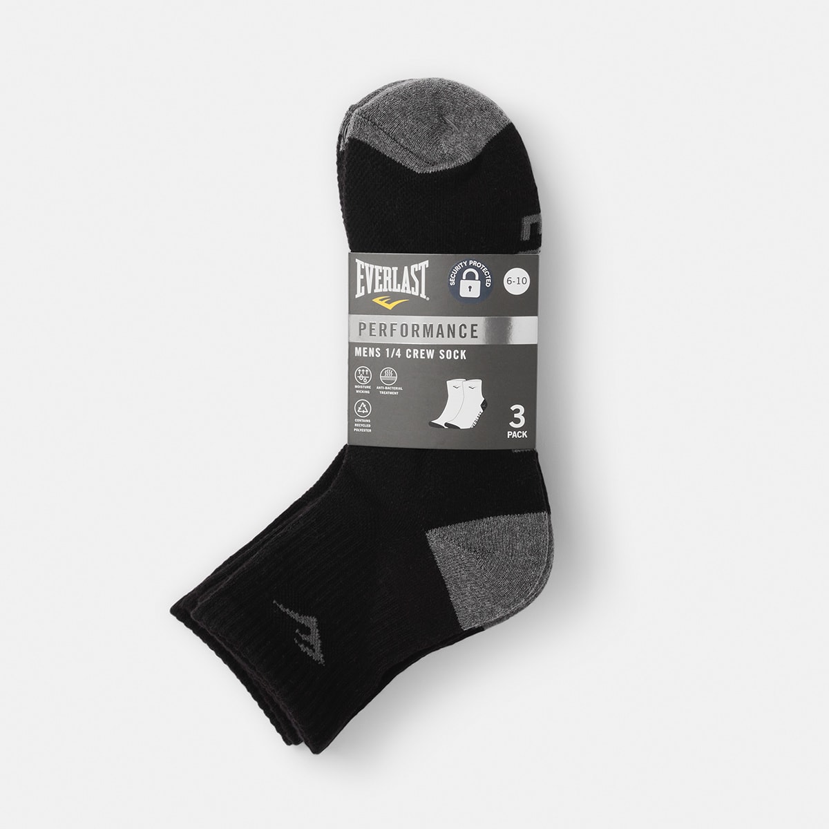 3 Pack Active Everlast Mens Quarter Crew Socks Kmart