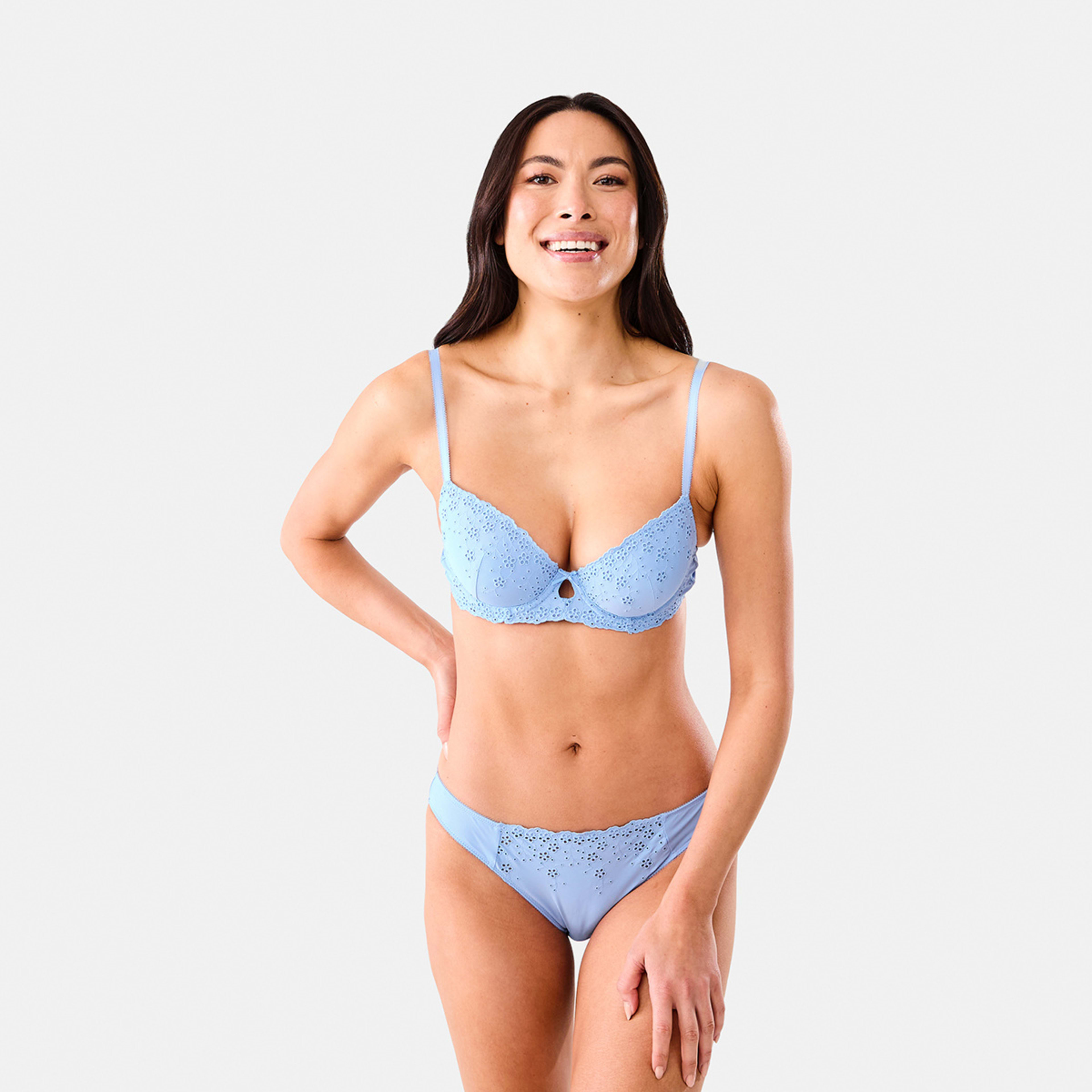 7 Co-ordinated Broderie T-shirt Bra Fthr Blue, 7 of 7
