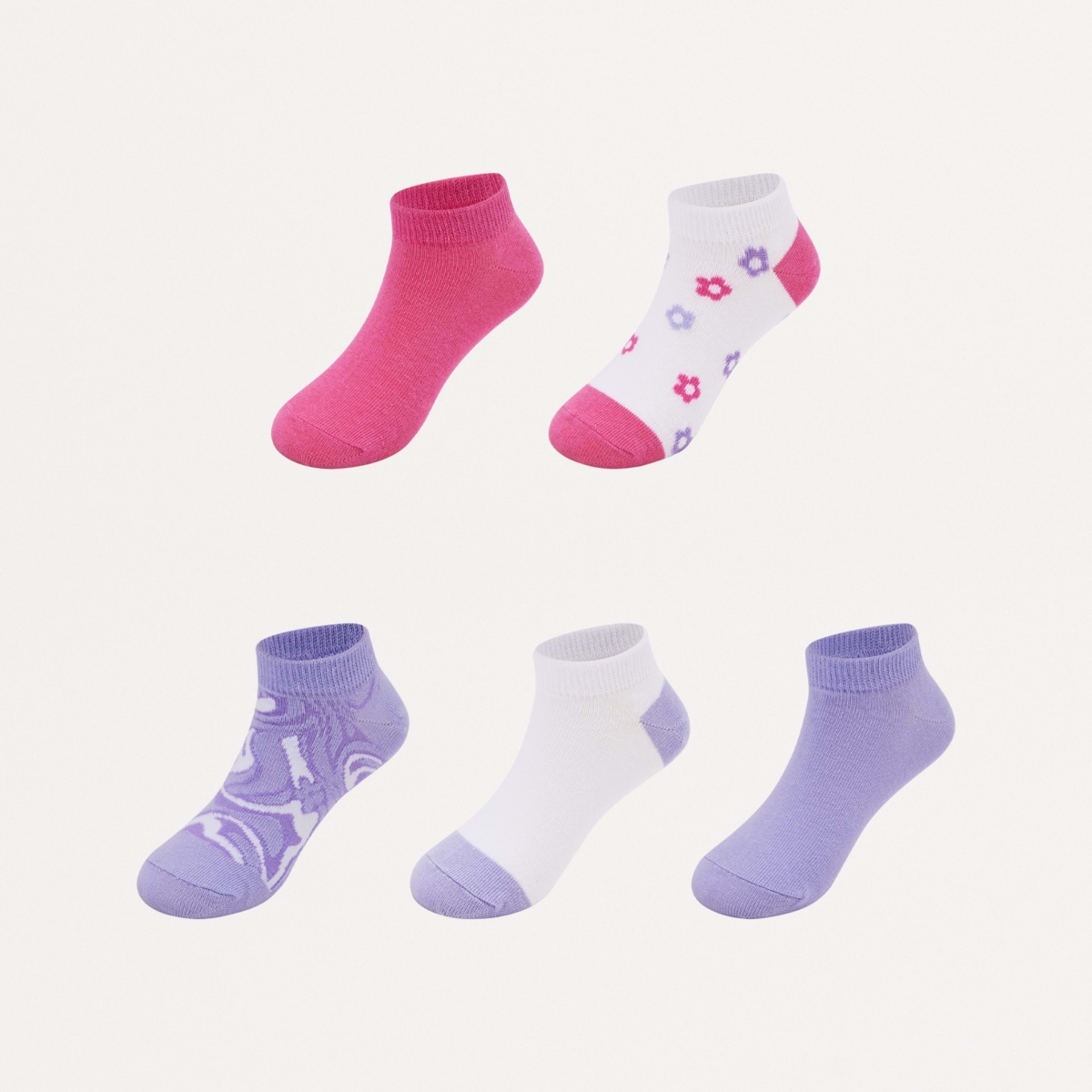 1 5 Pack Trainer Socks Floral Swirl, 1 of 3