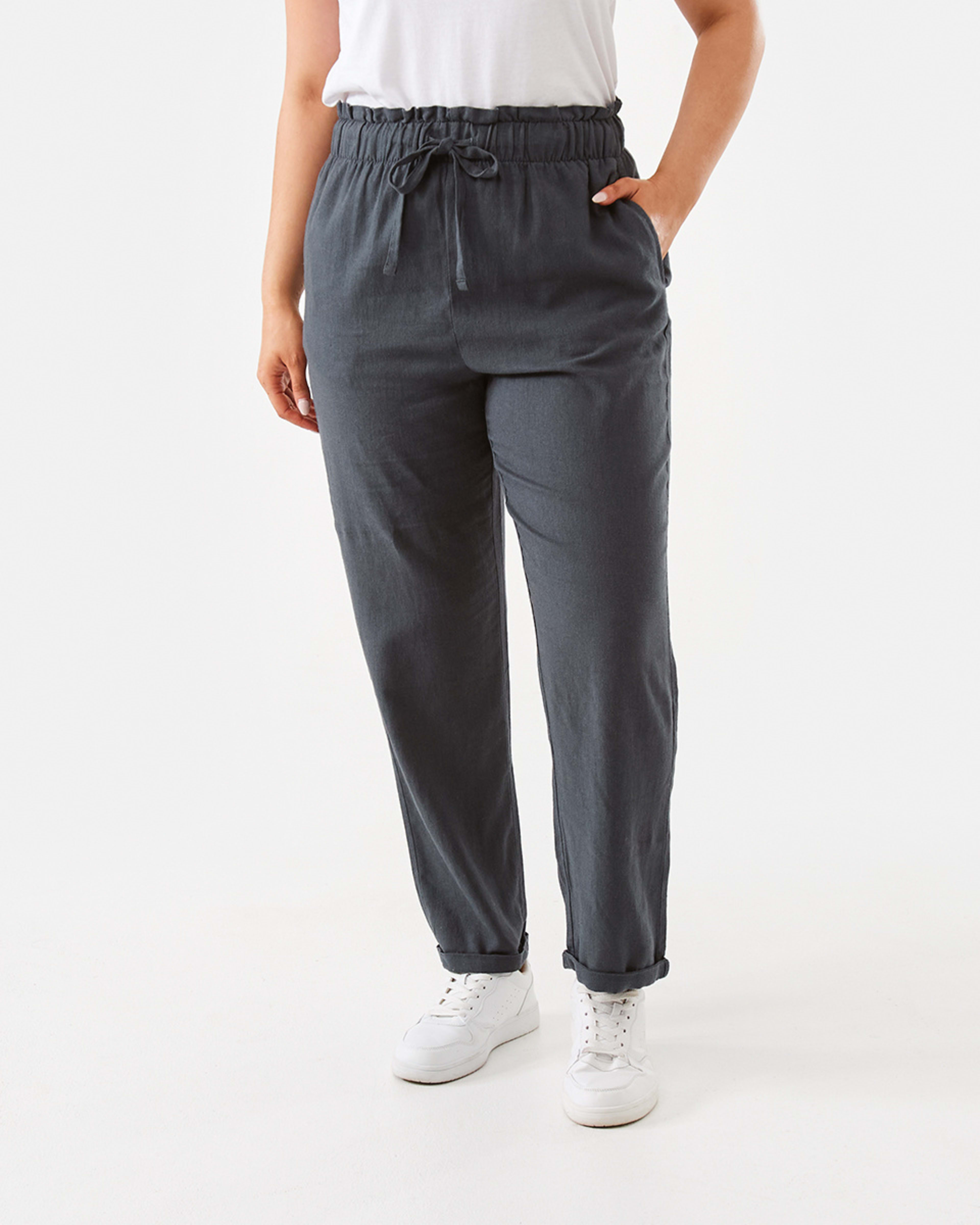 1 Drawstring Linen Blend Pants Slate