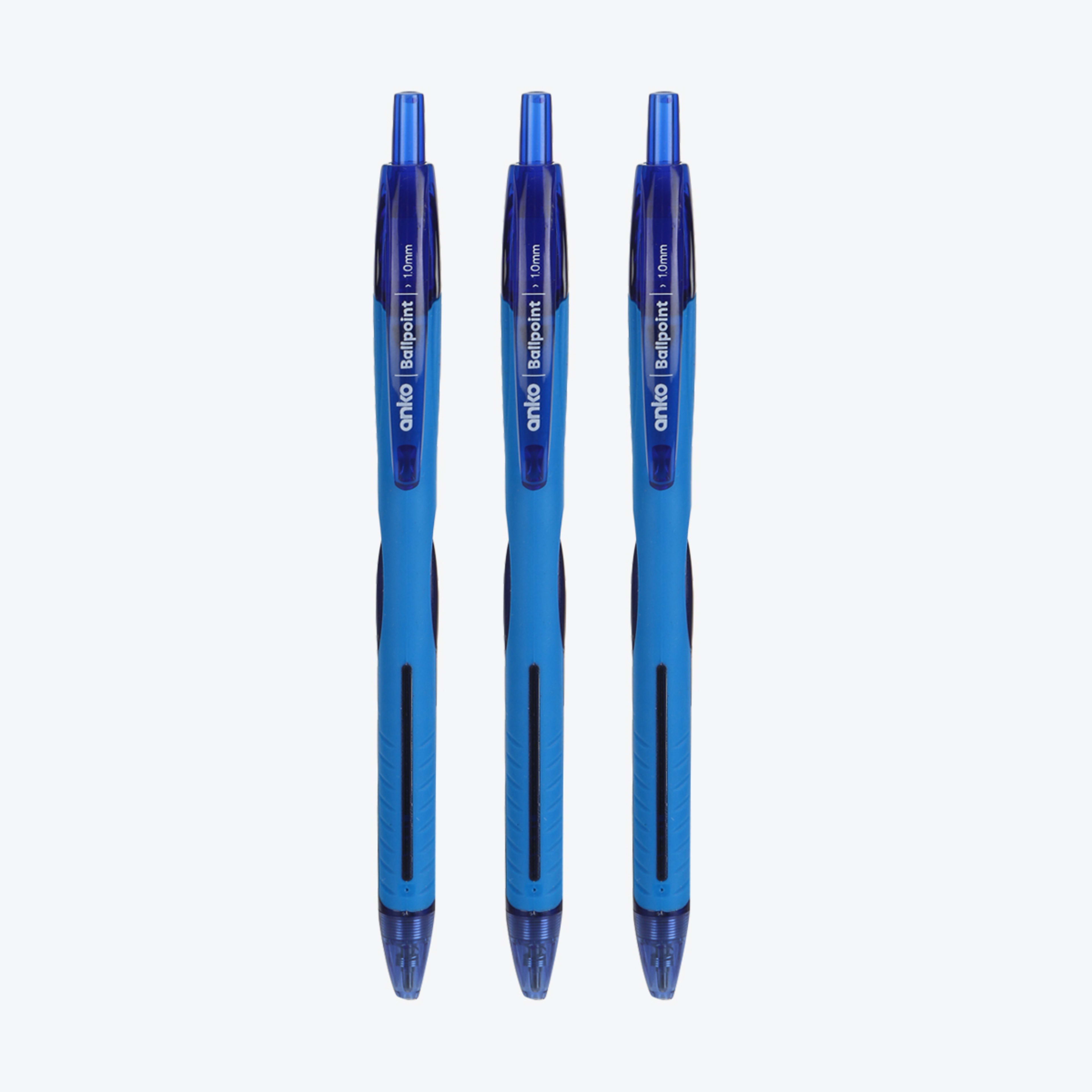 3 Pack Retractable Ballpoint Pens Blue Kmart NZ