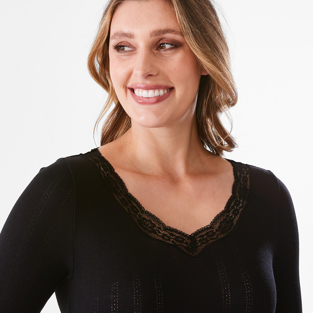 Pointelle Long Sleeve Thermal Top Kmart