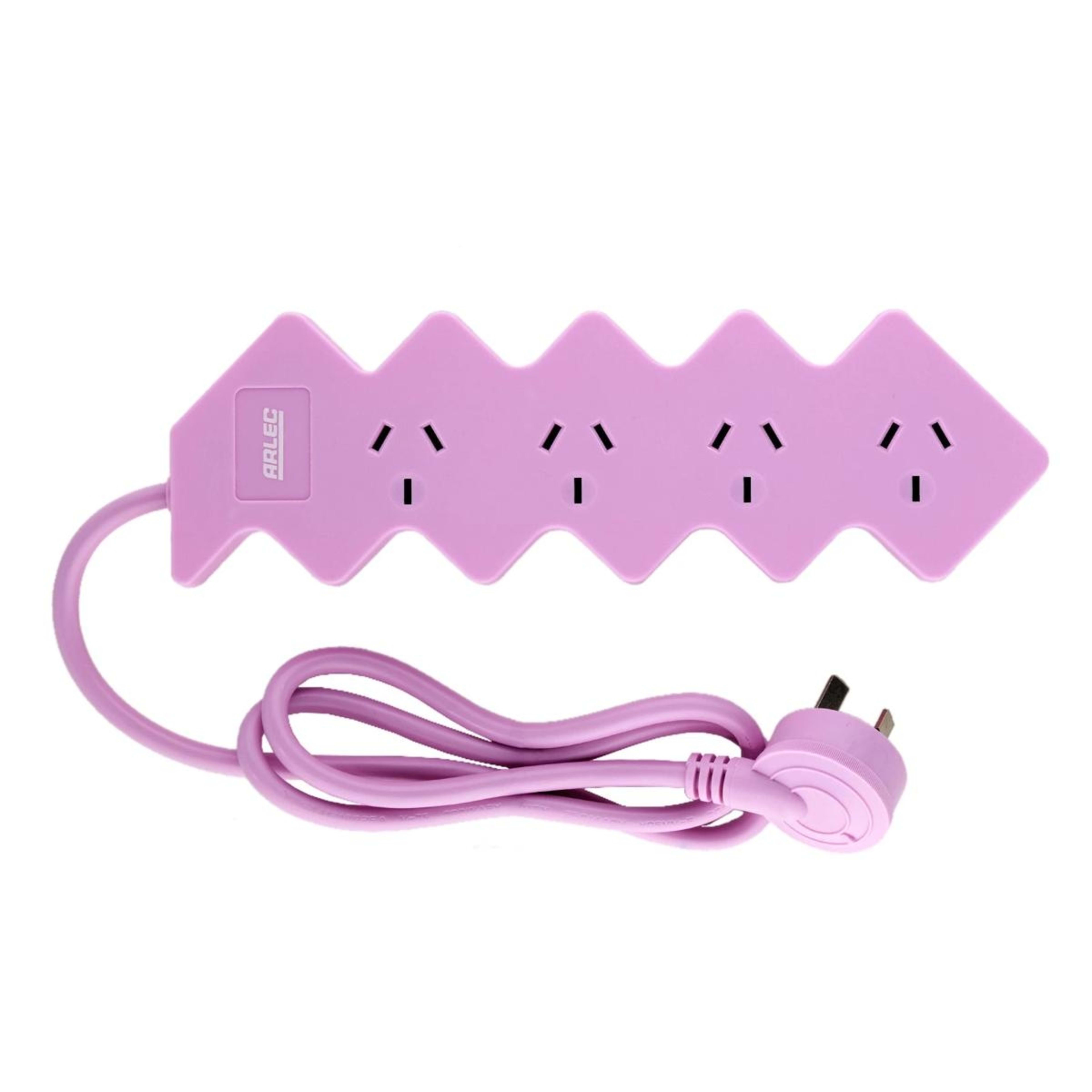 1 Arlec 4 Outlet Zig Zag Overload Protected Powerboard - Pink