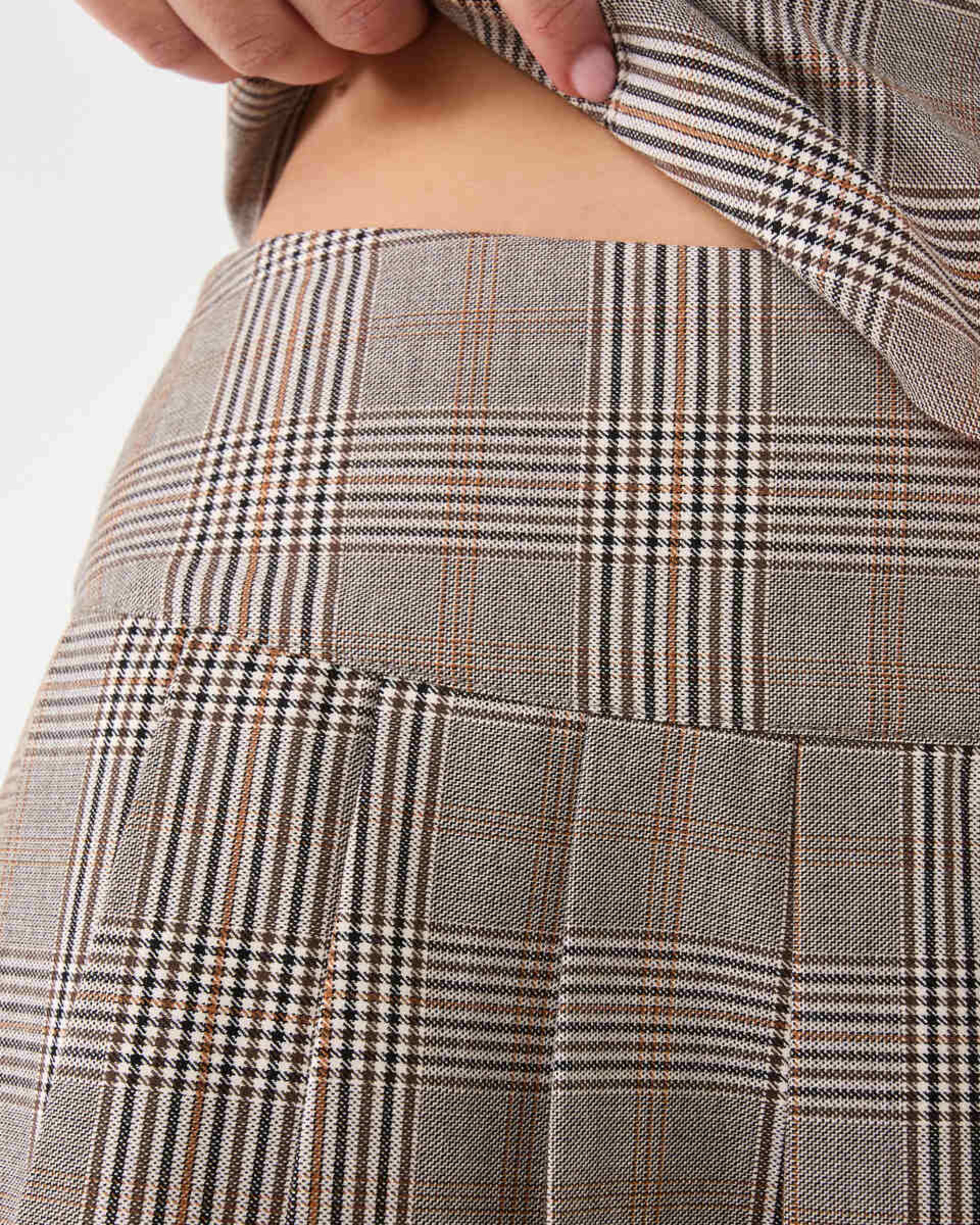 5 Pleated Mini Skirt Bwn Check, 5 of 6