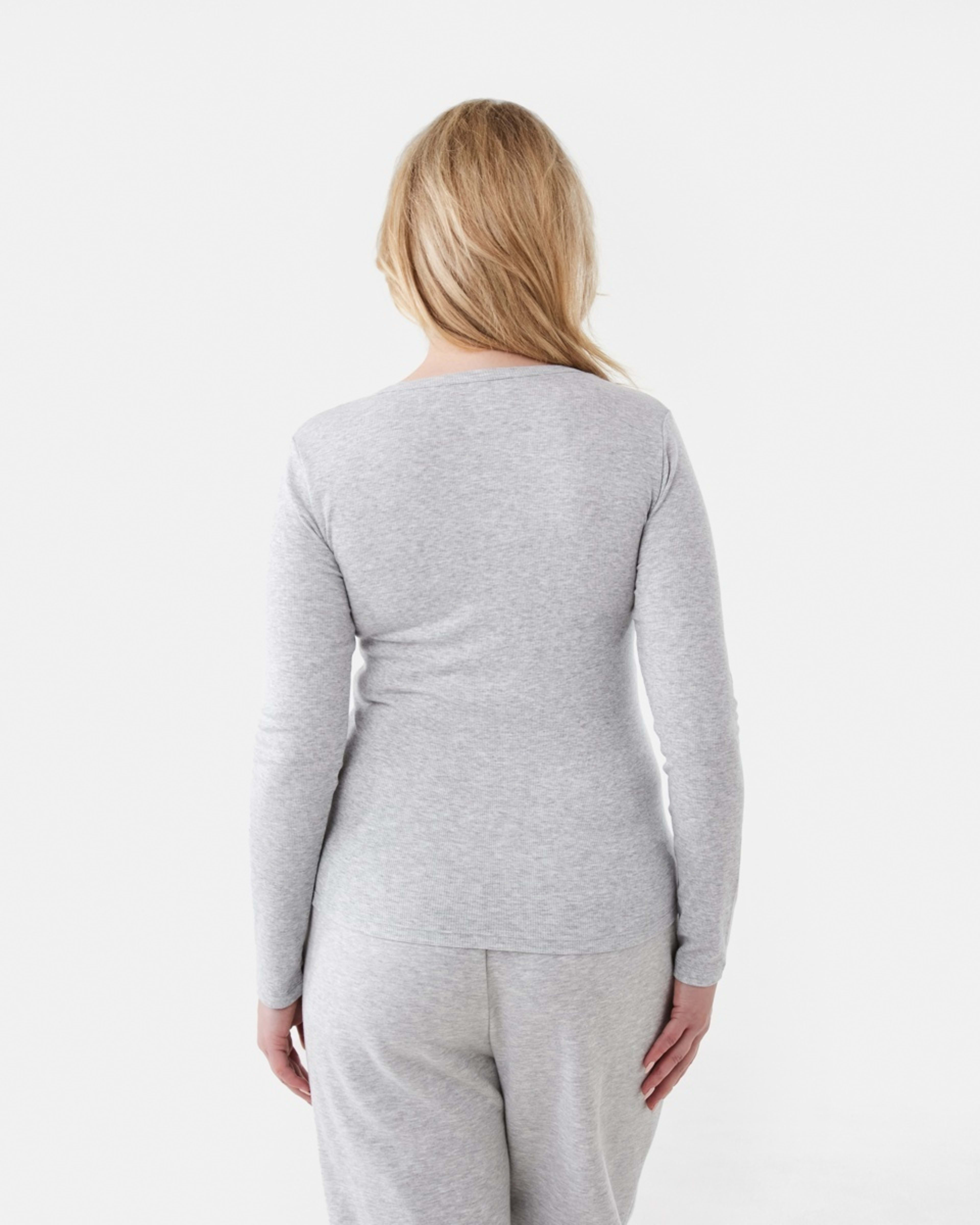 3 Long Sleeve Rib Henley Top Slvr Marle, 3 of 6