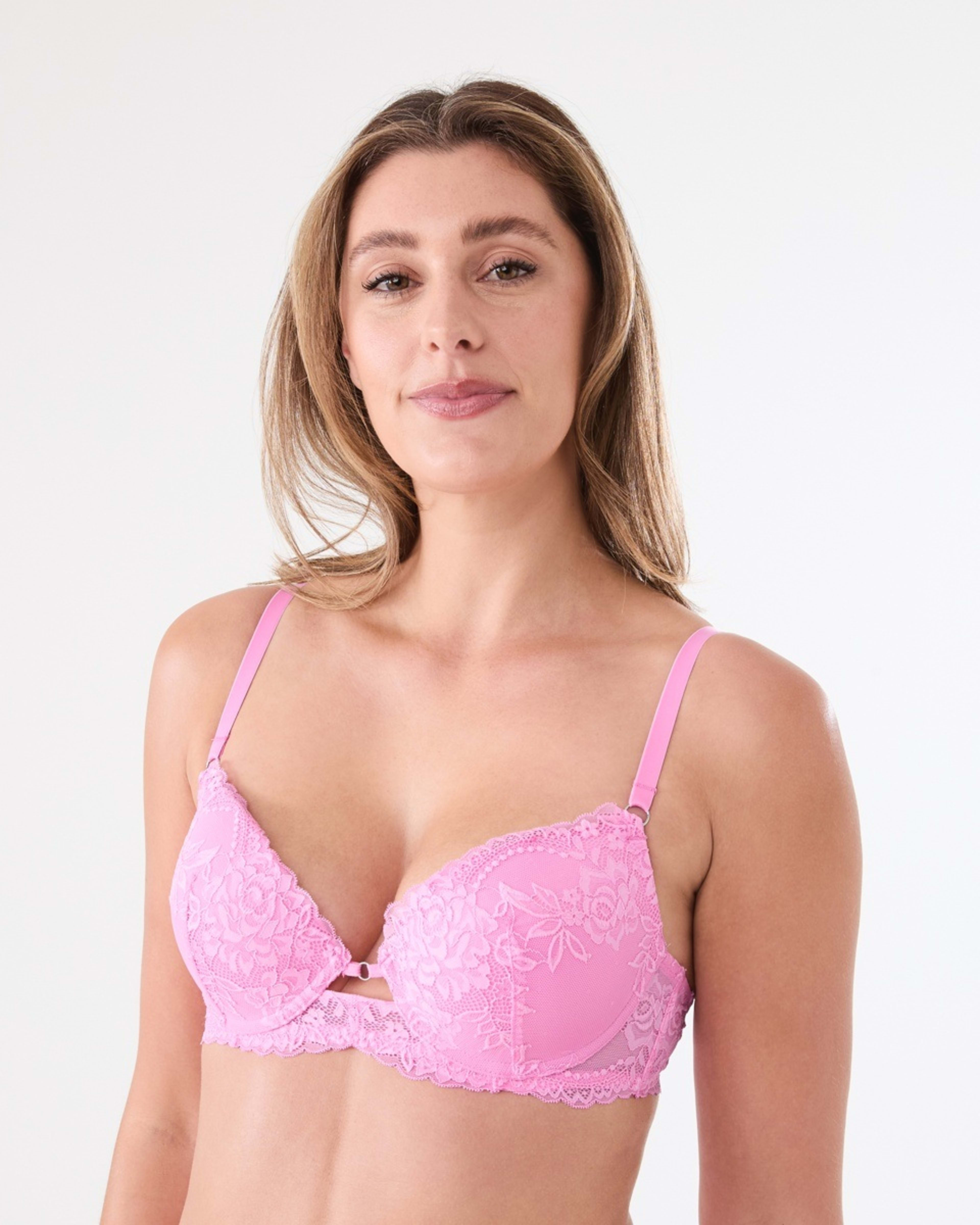 2 Co-ordinated Lace Push-Up Bra BEGONIA PINK, 2 of 6