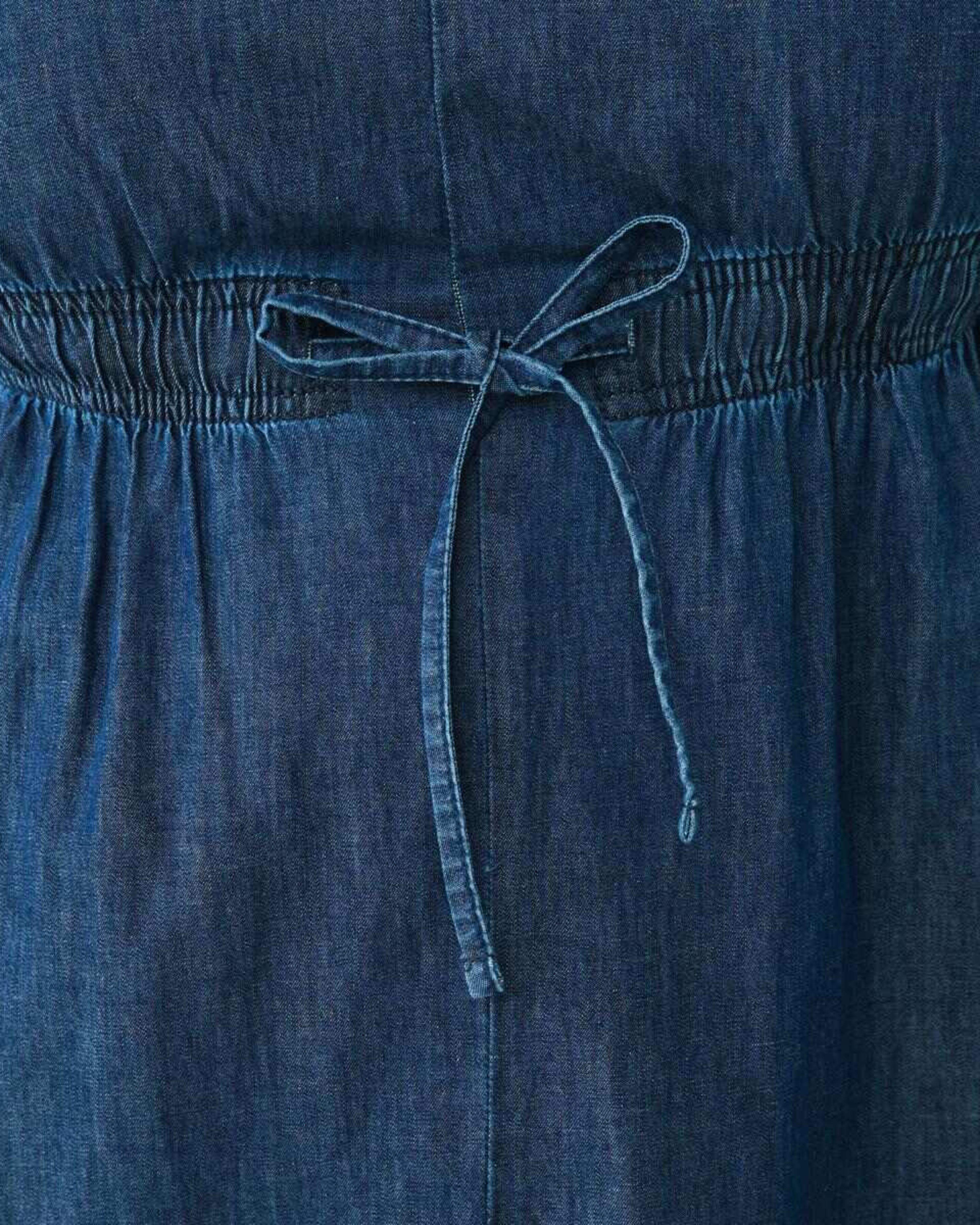 5 Curve Short Sleeve Chambray Midi Dress DARK DENIM WASH, 5 of 6