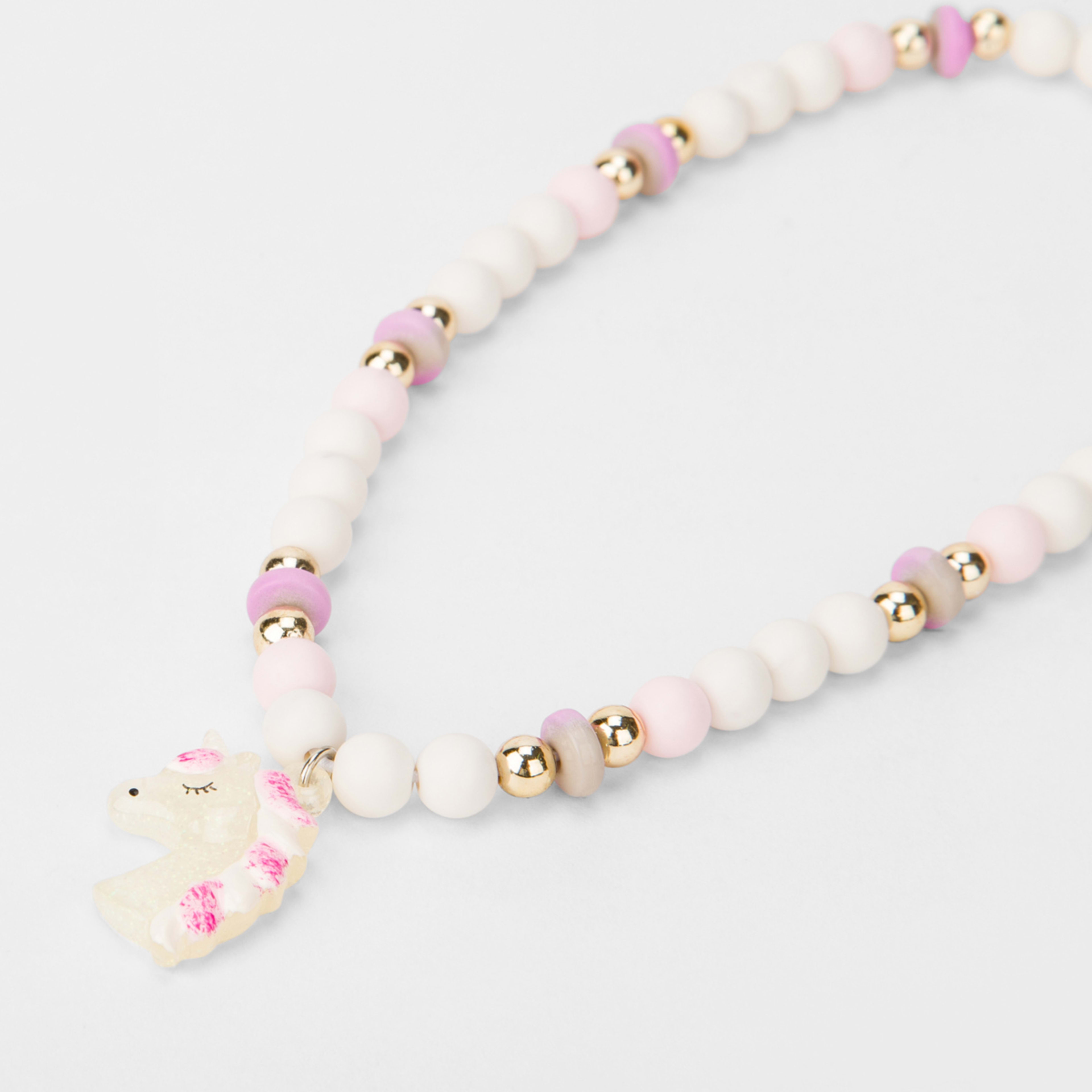 2 White and Pink Beads Unicorn Necklace, 2 of 3