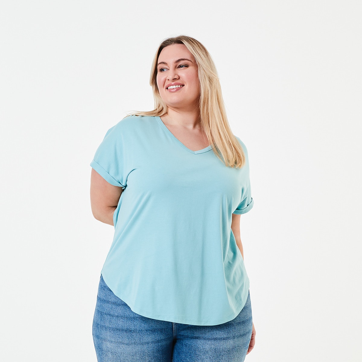 Curve Short Sleeve Double V-neck T 