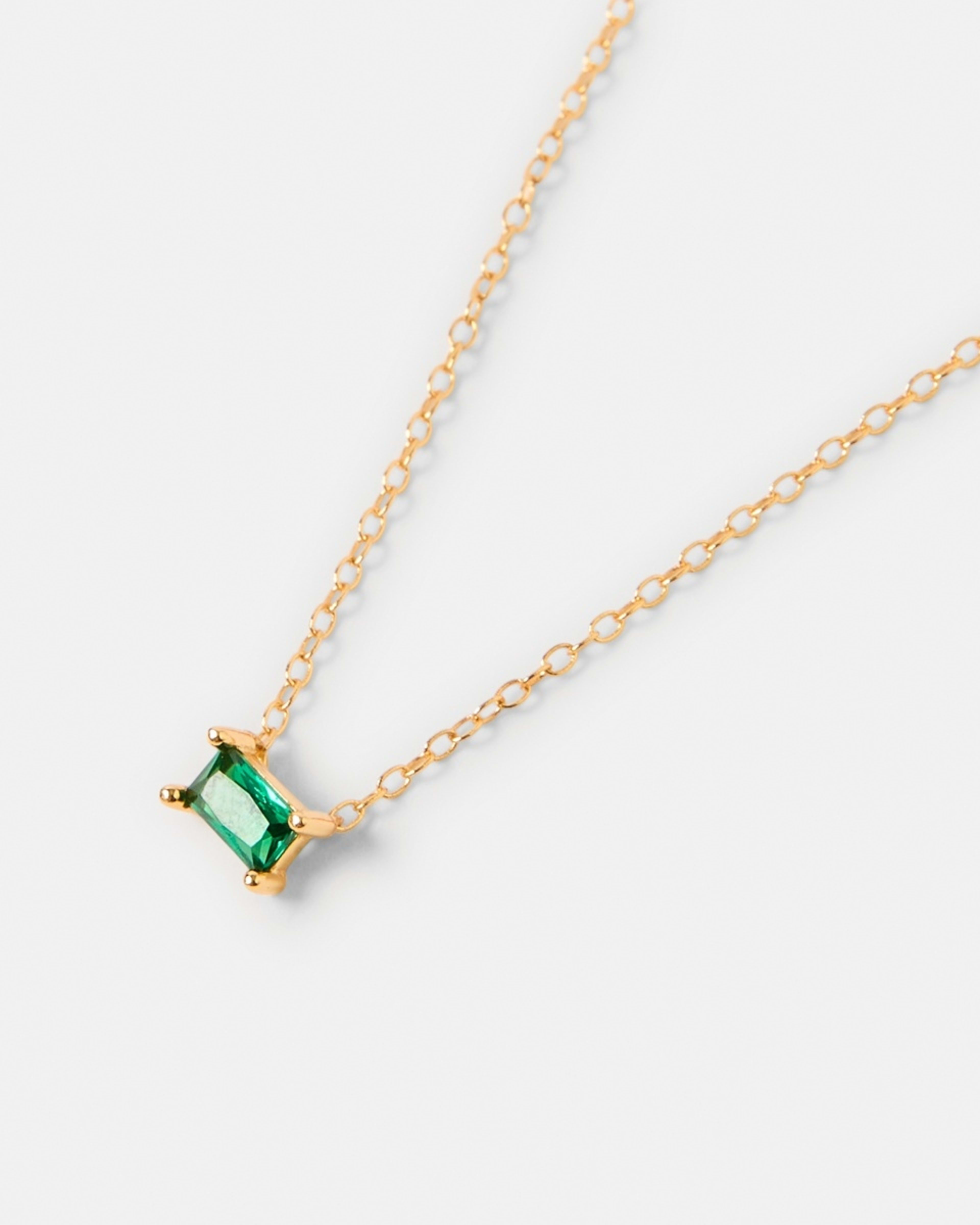 1 Gold Plated Sterling Silver Stone Necklace - Green Gold