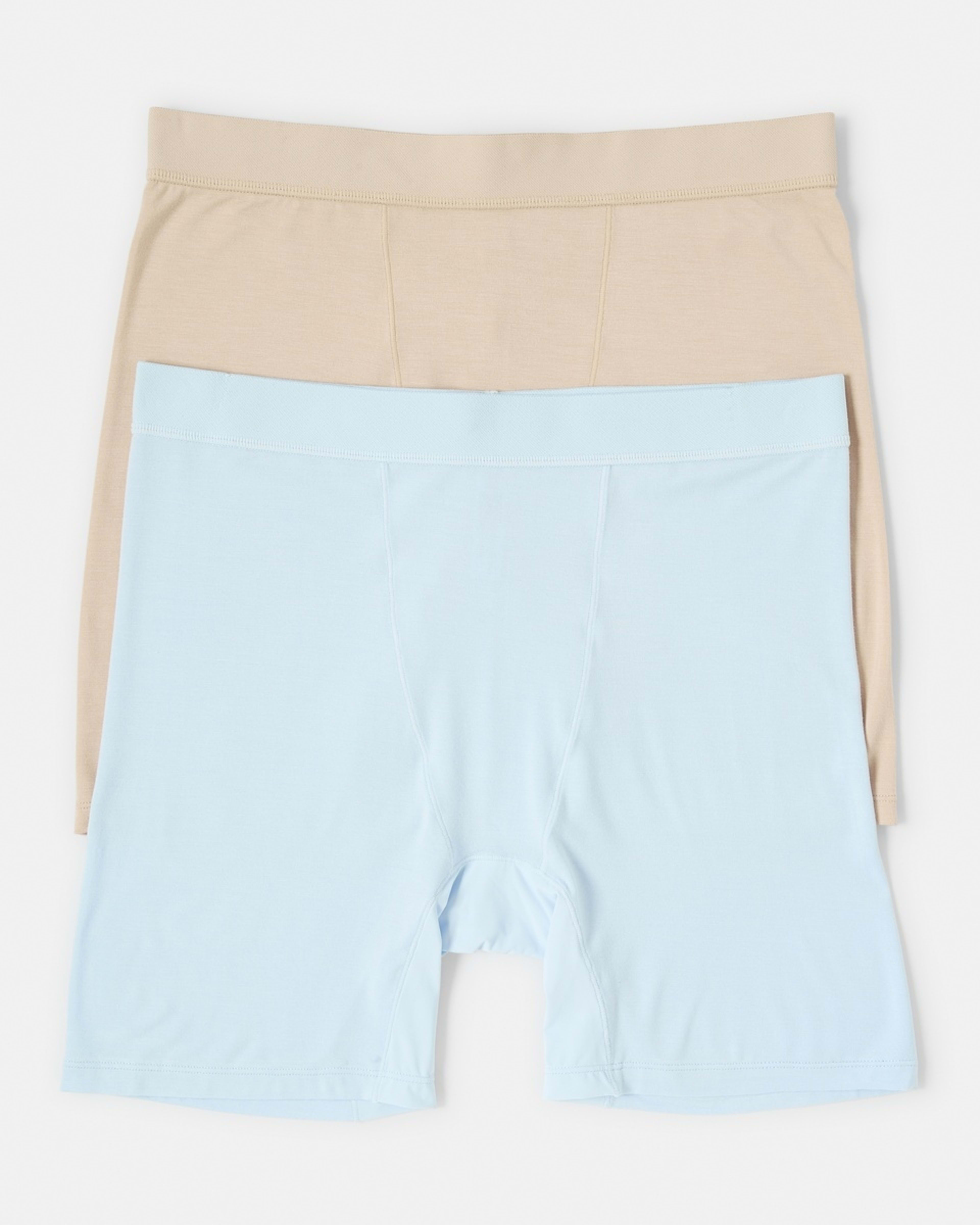 1 2 Pack Bamboo Longline Boyshorts HALOGEN BLUE, LIGHT FAWN, 1 of 7