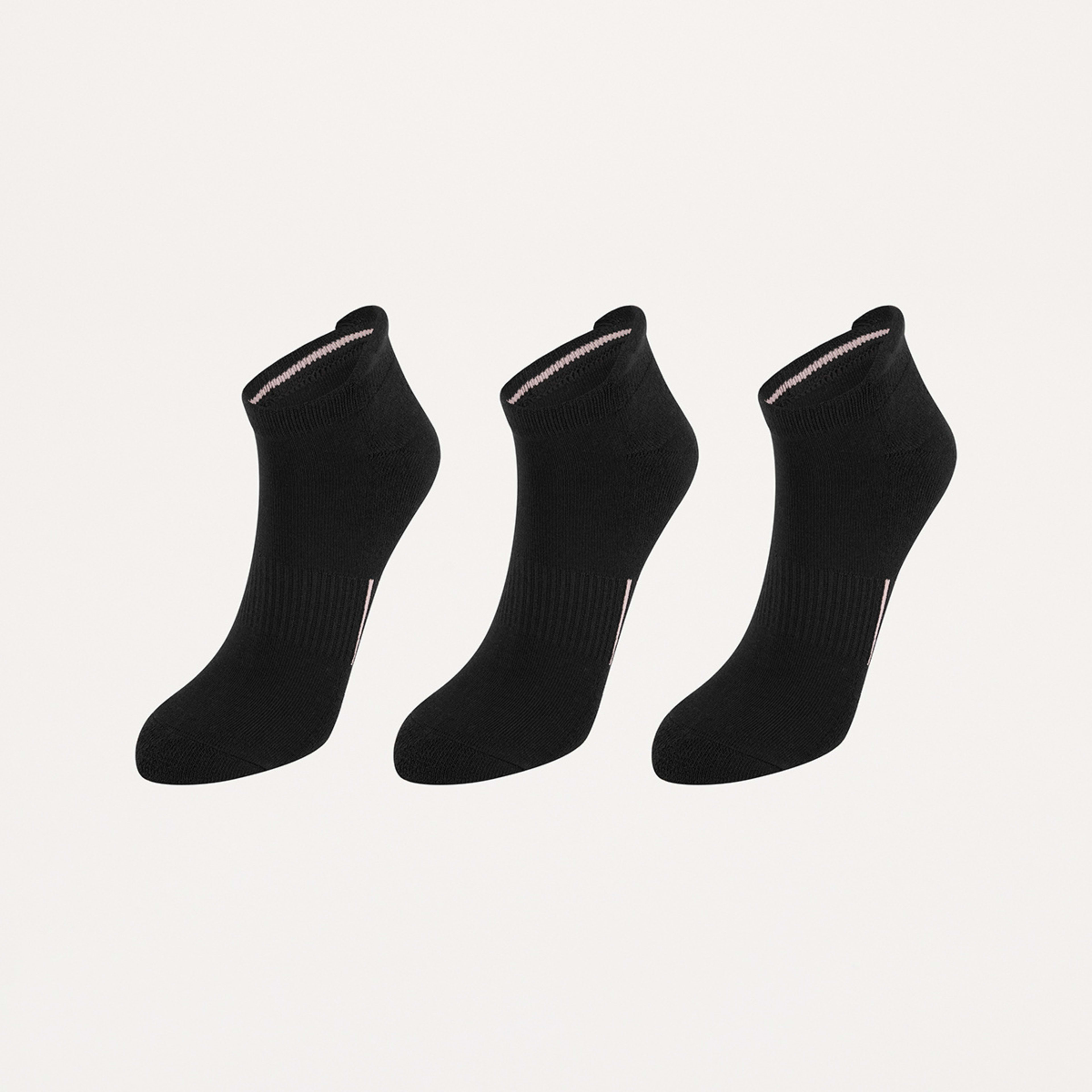 1 3 Pack Active Bamboo Low Cut Socks Blk Pnk, 1 of 3