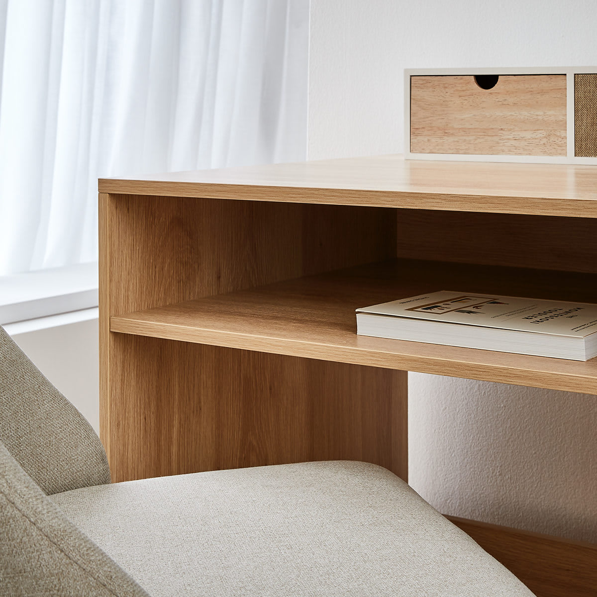 Oak Look Desk with Storage Kmart