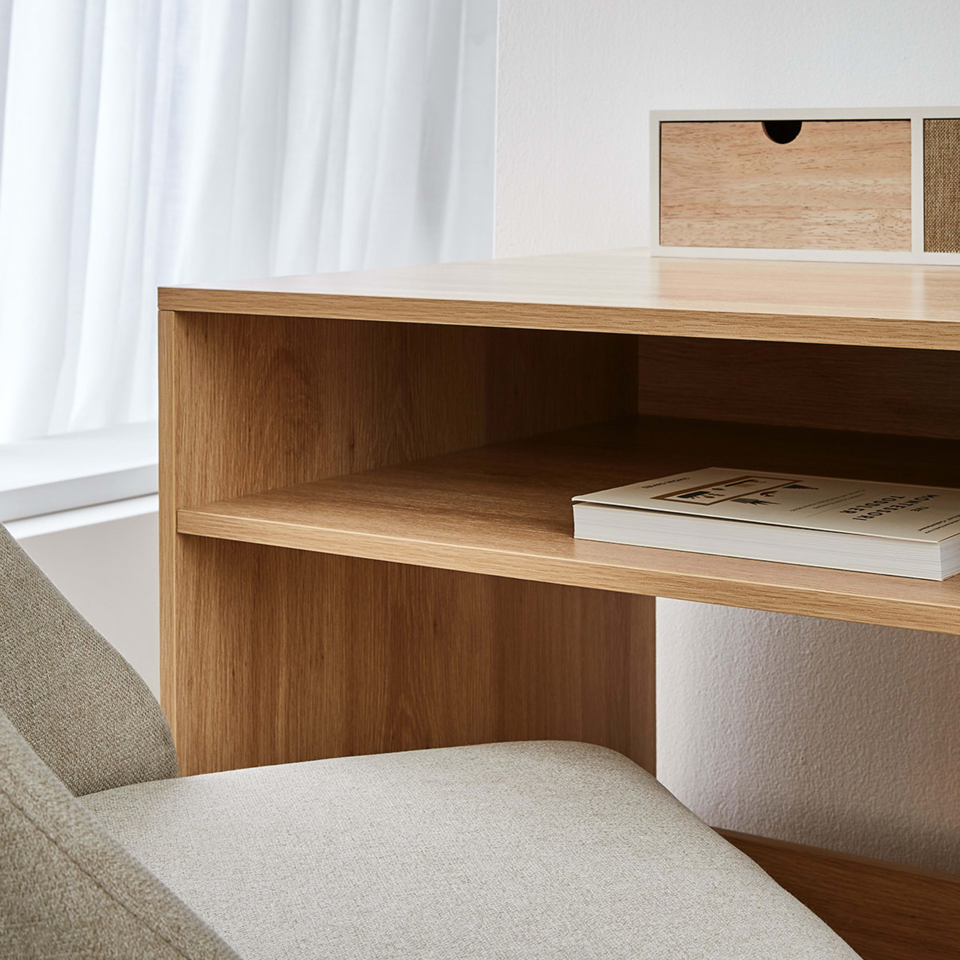 Oak Look Desk with Storage Kmart