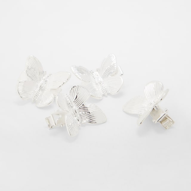 4 Pack Silver Tone Mini Butterfly Hair Clips Kmart NZ