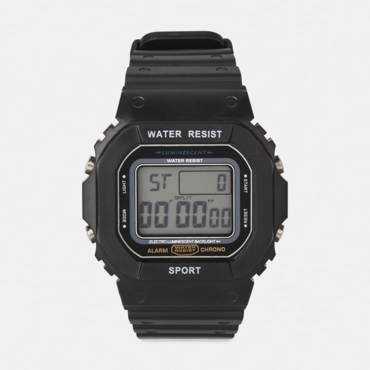 Square Digital Watch Black Kmart