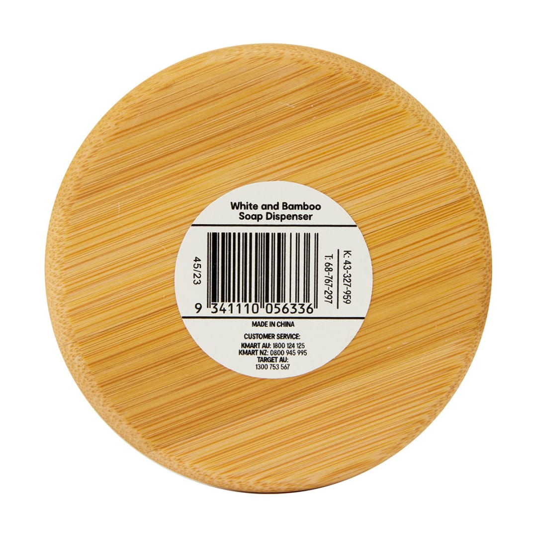 White and Bamboo Soap Dispenser Kmart